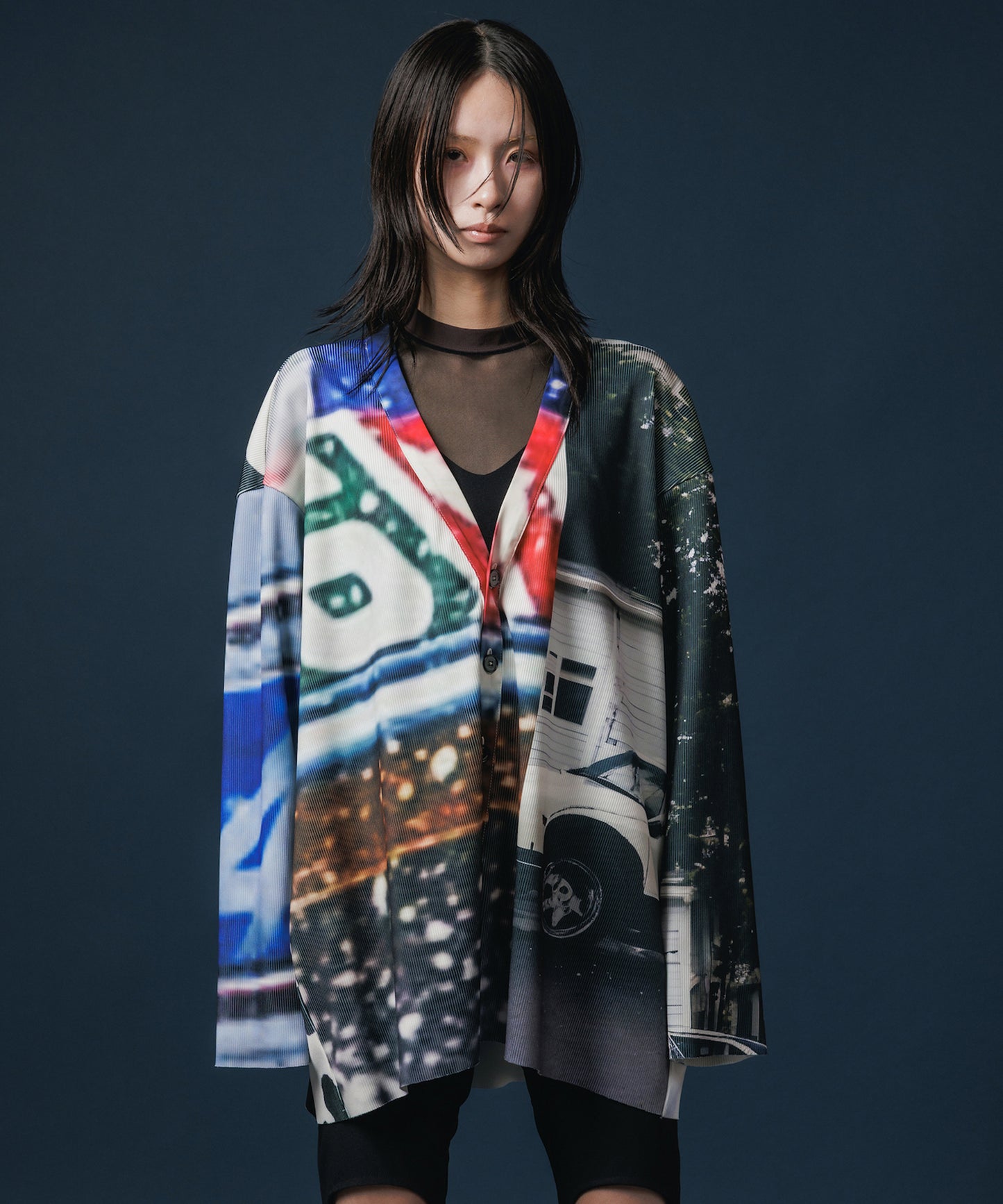 PRINT RIB BIG CARDIGAN 【納期9月下旬】