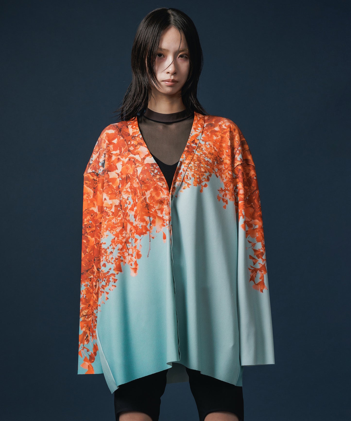 PRINT RIB BIG CARDIGAN 【納期9月下旬】