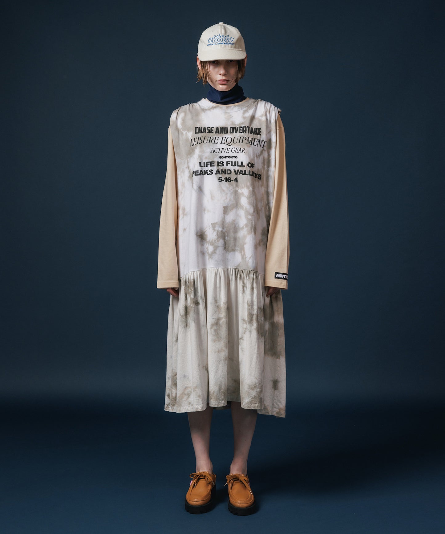 GATHER SHOULDER TIE-DYE ONE-PIECE 【納期8月下旬】