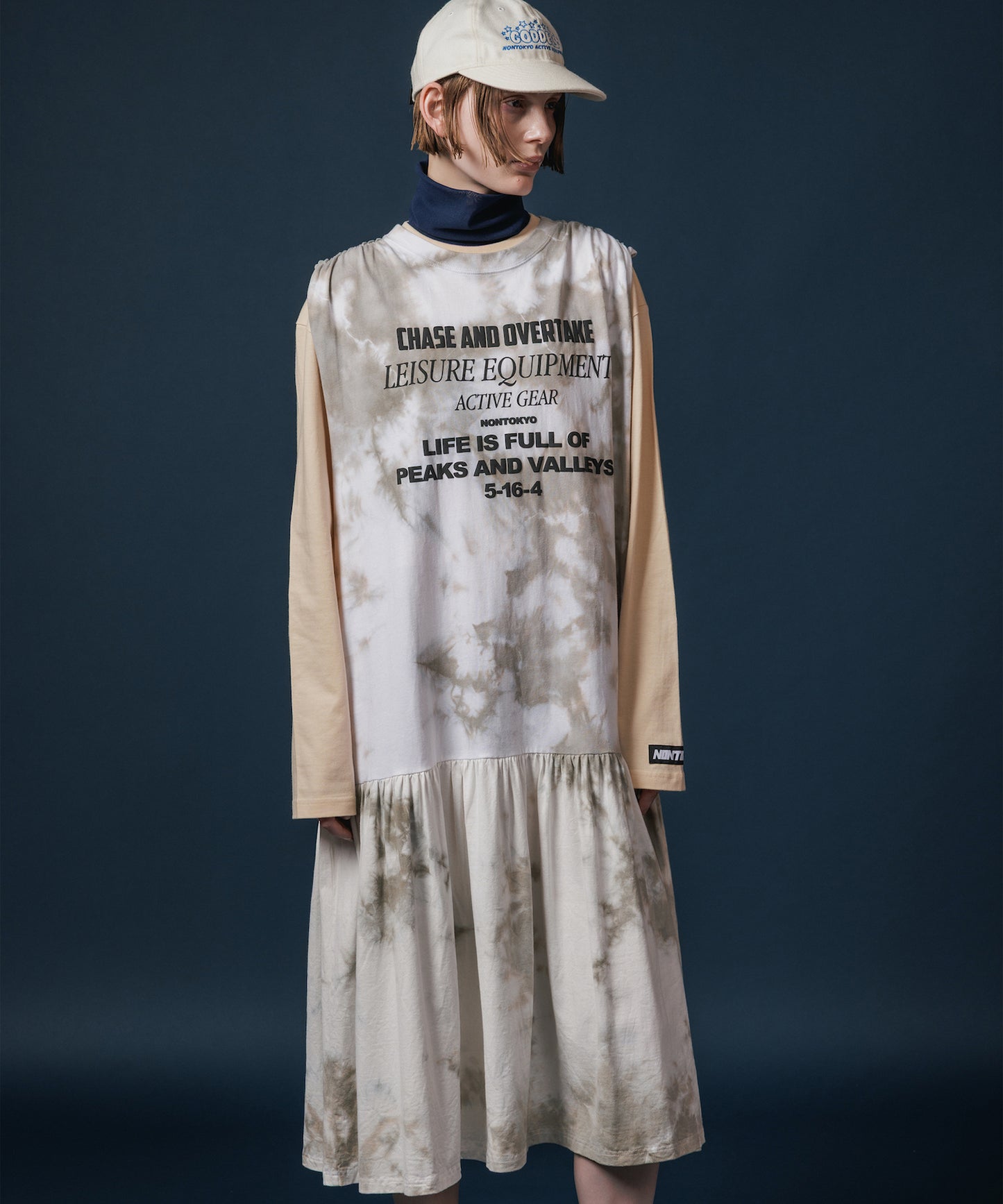 GATHER SHOULDER TIE-DYE ONE-PIECE 【納期8月下旬】