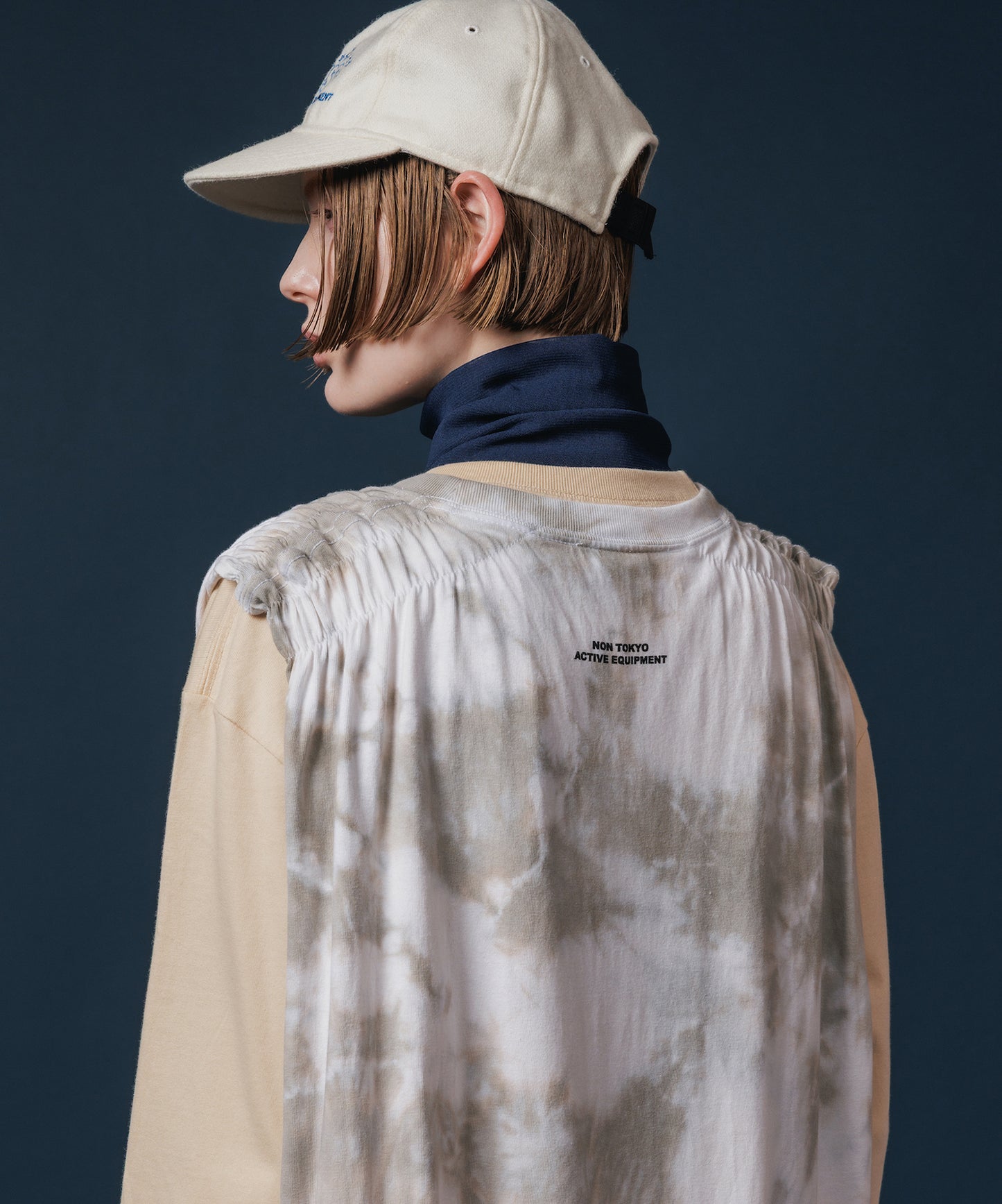 GATHER SHOULDER TIE-DYE ONE-PIECE 【納期8月下旬】
