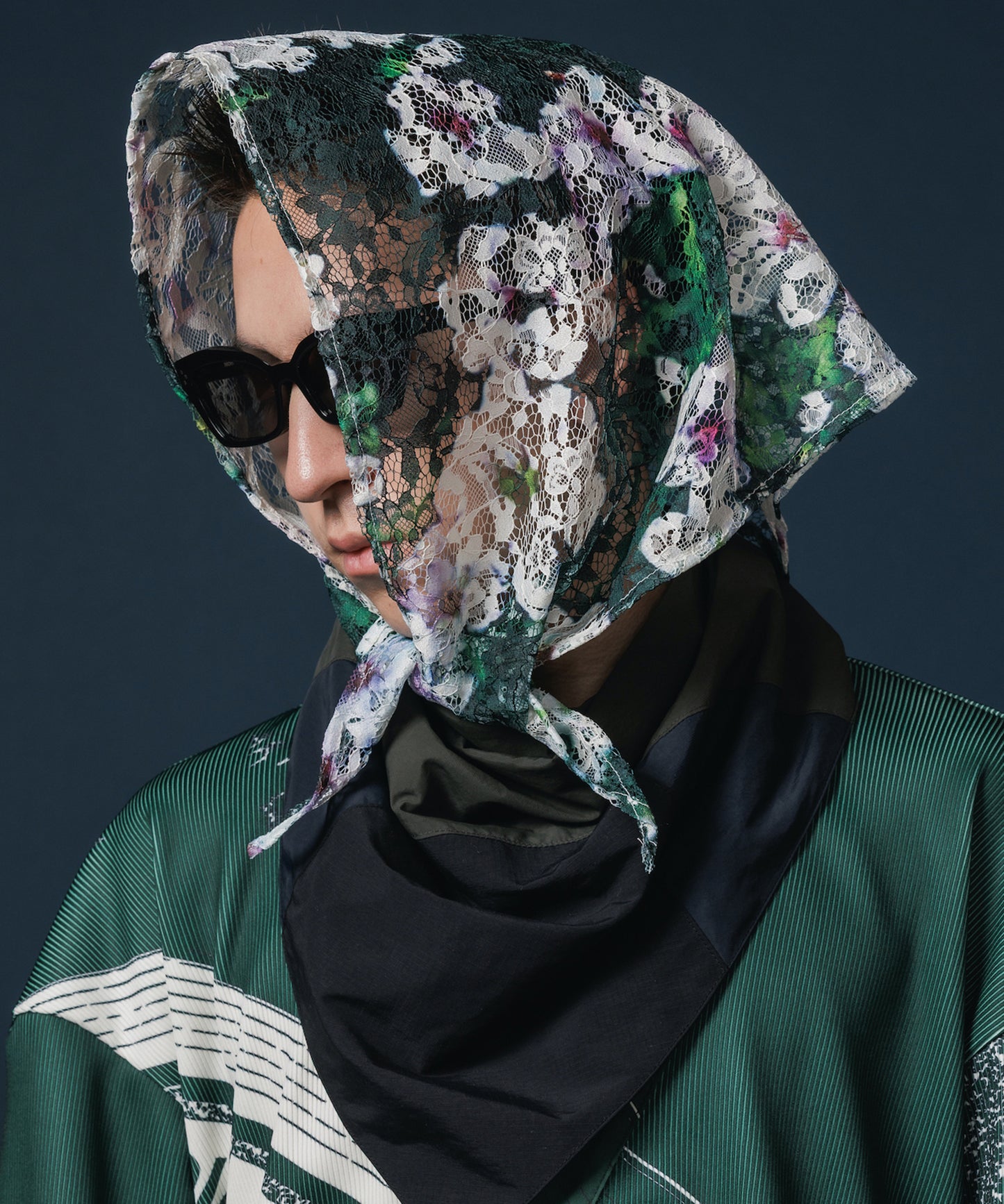 LACE HALF SLEEVE SHIRT & LACE SCARF 【納期8月下旬】
