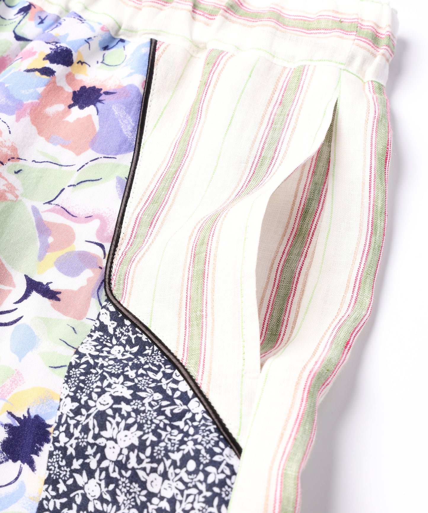 ANLIO × YEAH RIGHT!! Patchwork Wide Easy Pants (Stripe)