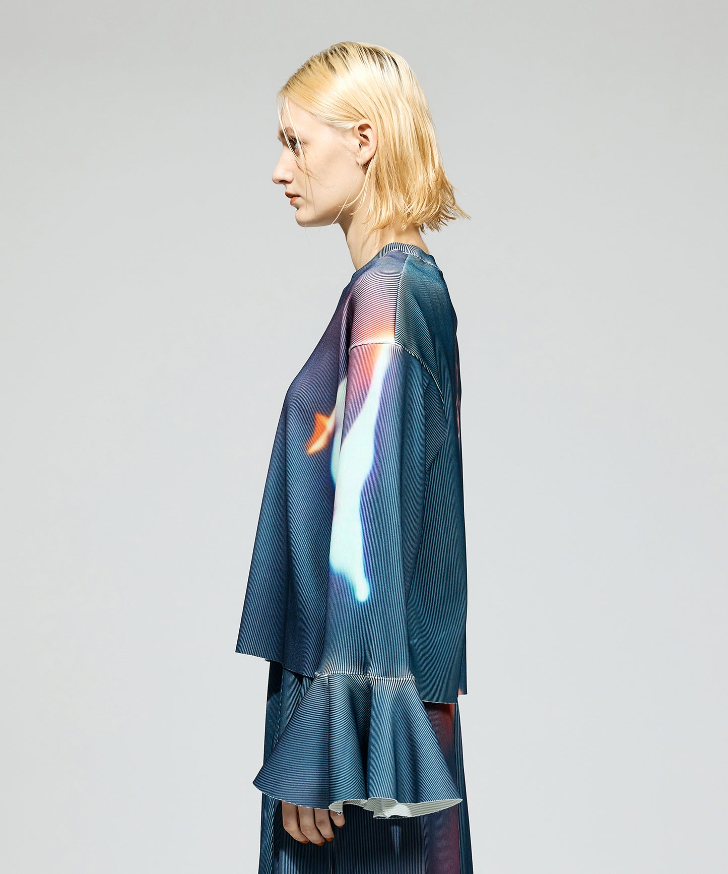 PRINT RIB FLARE SLEEVE C/S