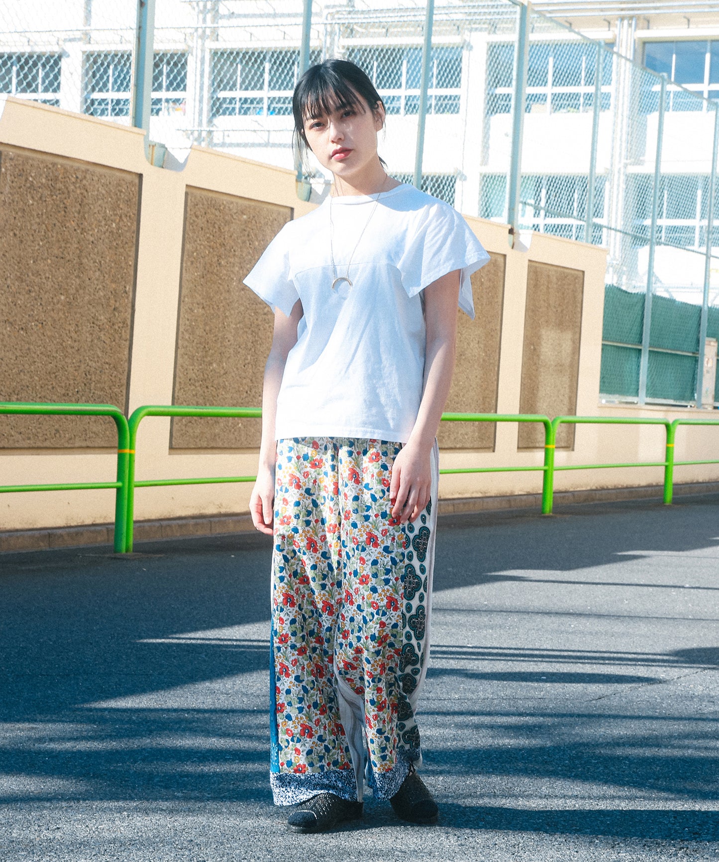 ANLIO × YEAH RIGHT!! Patchwork Wide Easy Pants (Stripe)