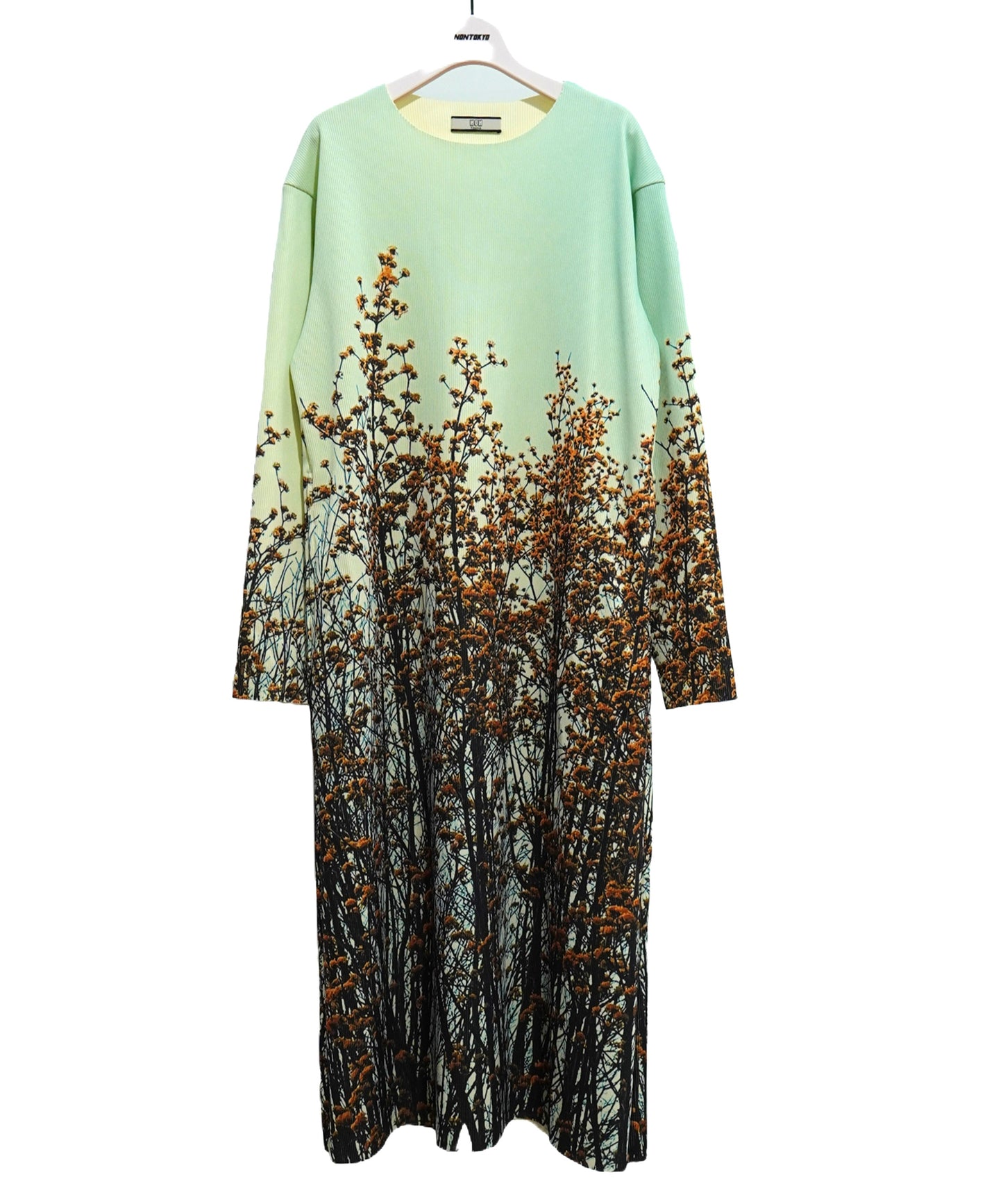 PRINT RIB LONG SLEEVE ONE-PIECE