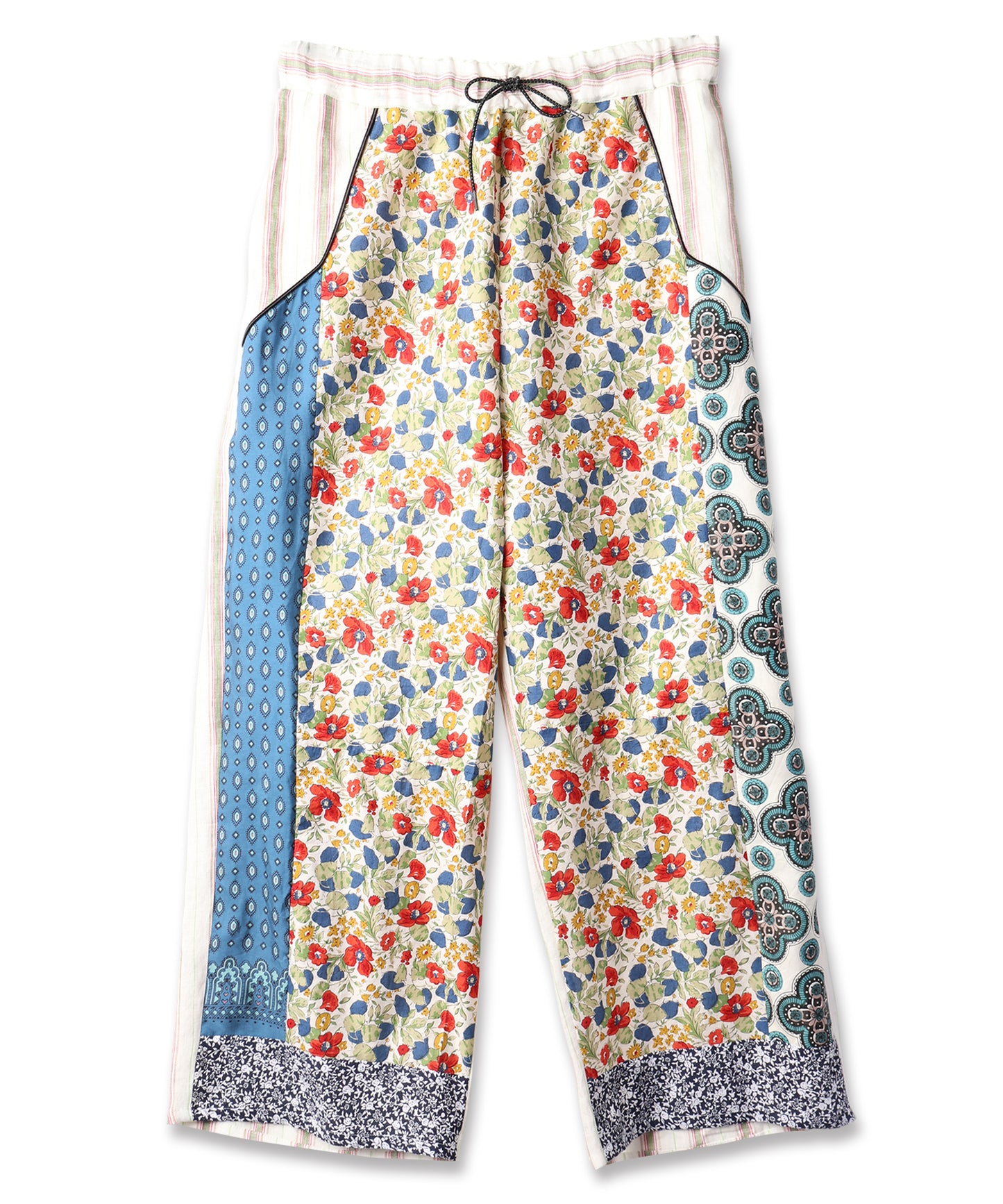 ANLIO × YEAH RIGHT!! Patchwork Wide Easy Pants (Stripe)