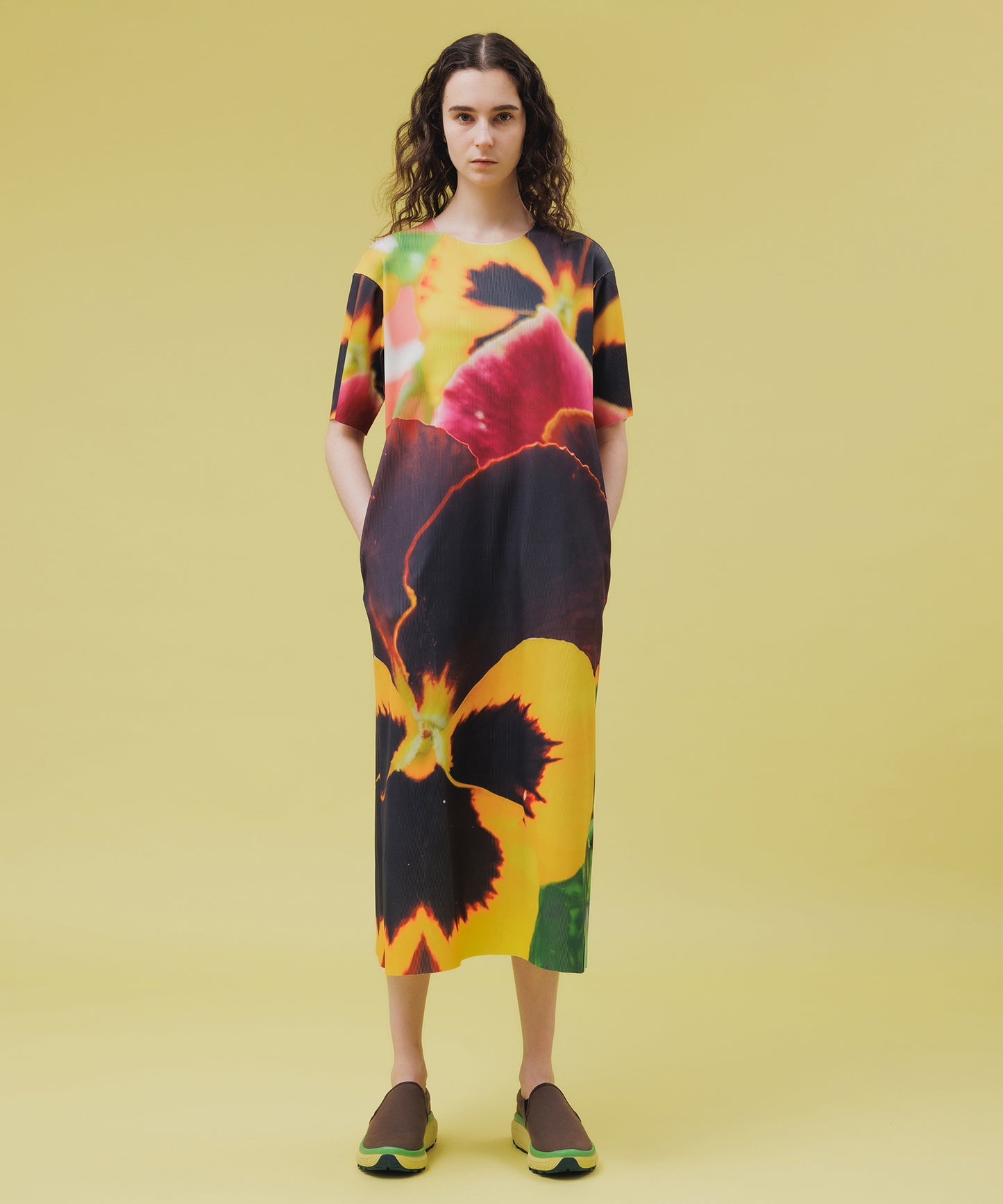 PRINT RIB HALF SLEEVE ONE-PIECE【納期4月下旬】