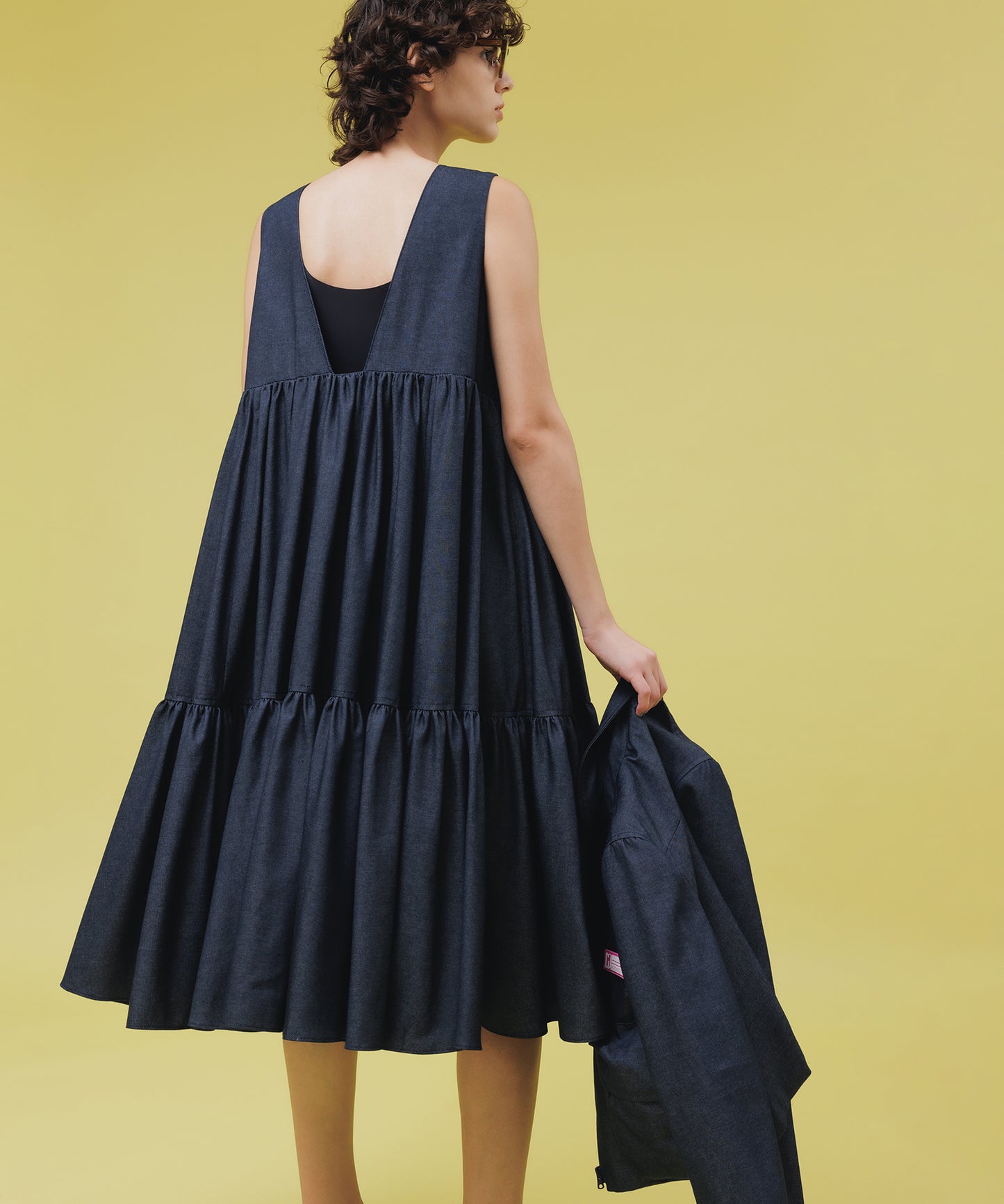 2FACE FLARE DENIM ONE-PIECE【納期2月下旬】
