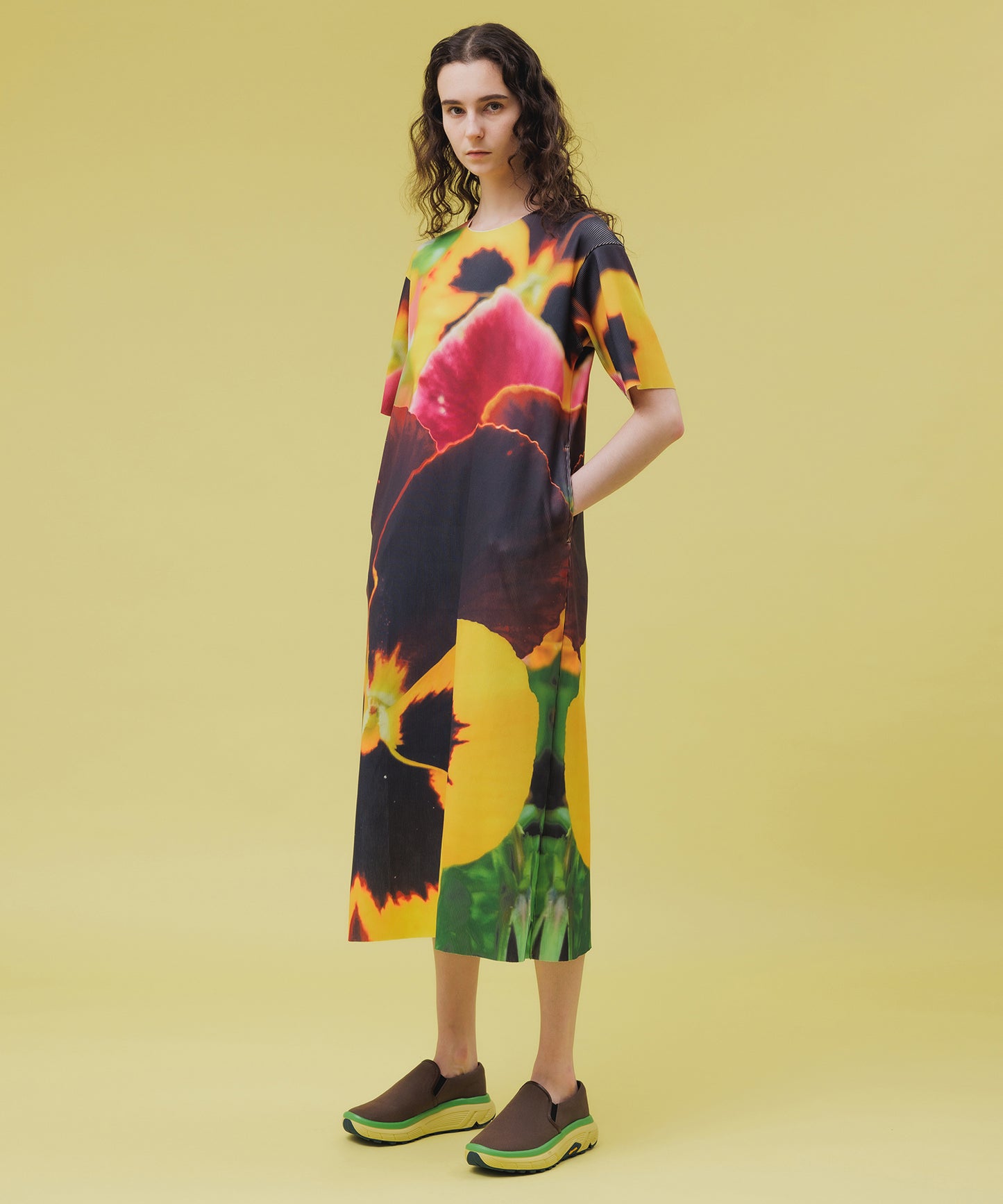 PRINT RIB HALF SLEEVE ONE-PIECE【納期4月下旬】