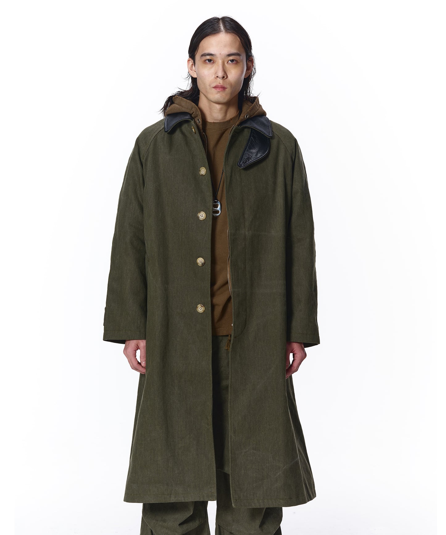 LEATHER COLLAR FADE OVER COAT