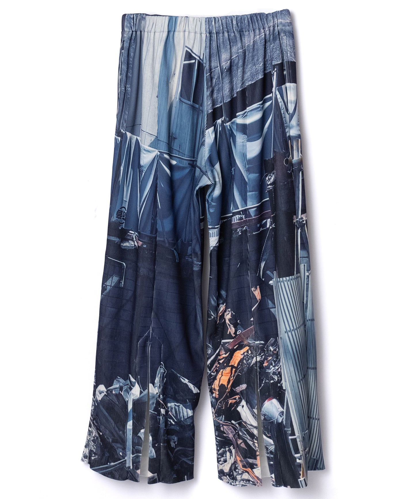 PRINT RIB WIDE PANTS