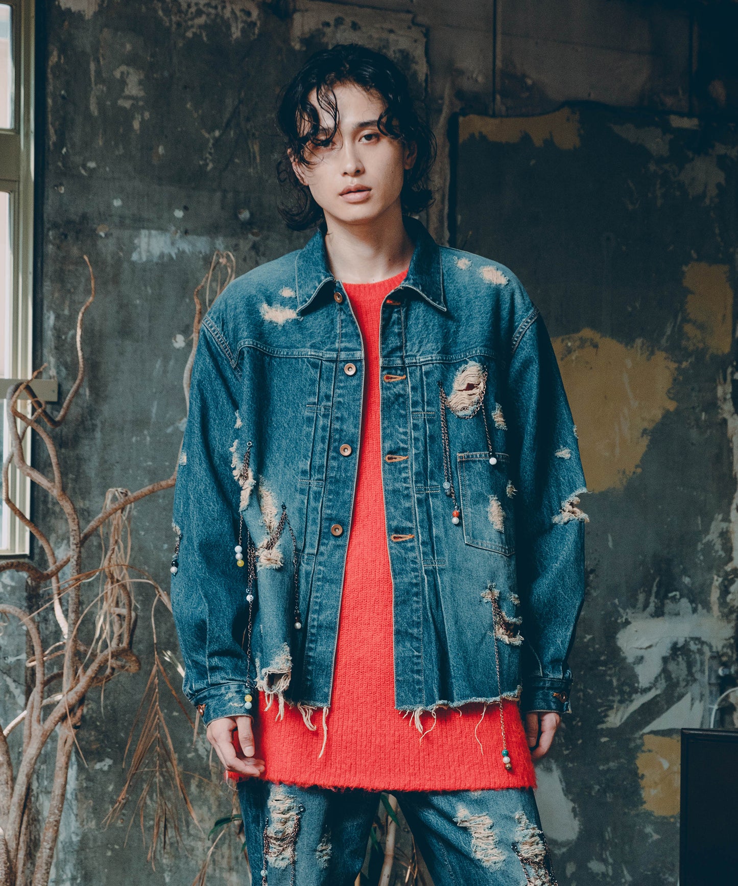 CHAIN DAMEGE DENIM JACKET