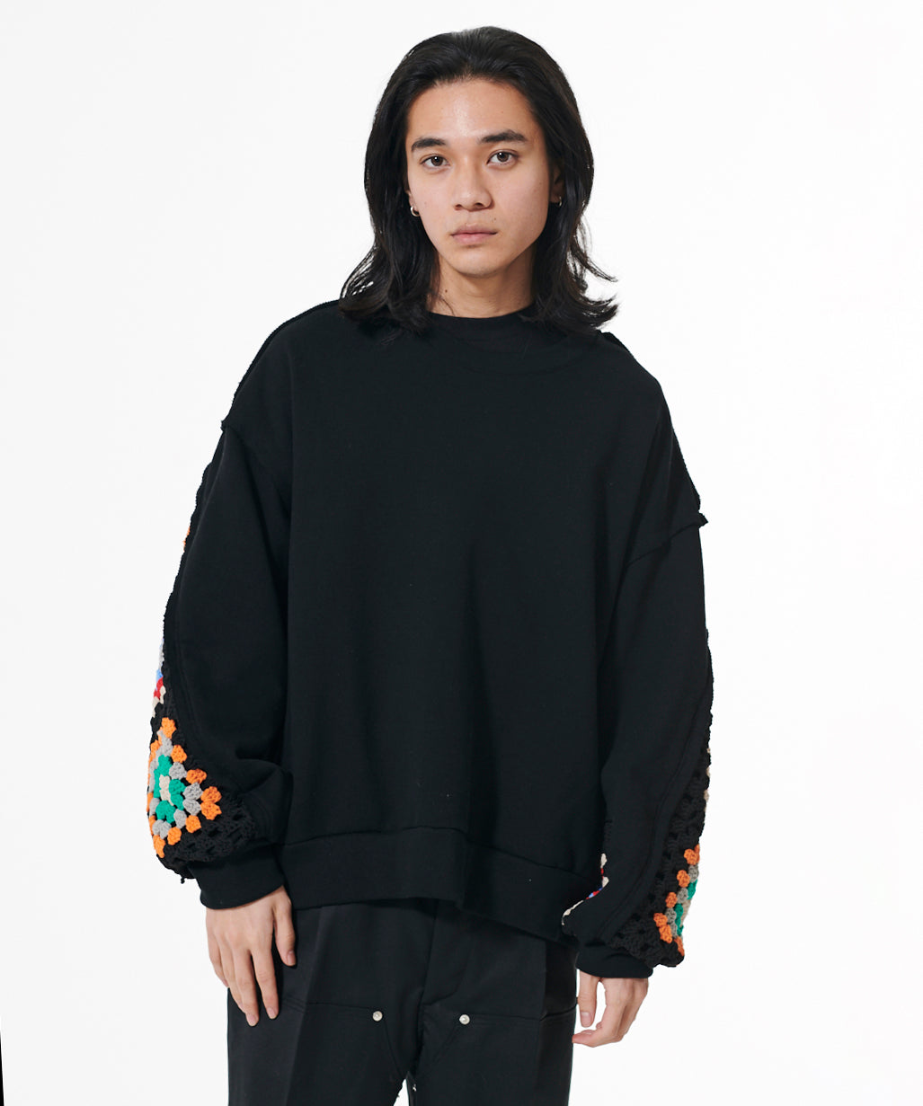 CROCHET SLEEVE SWEAT