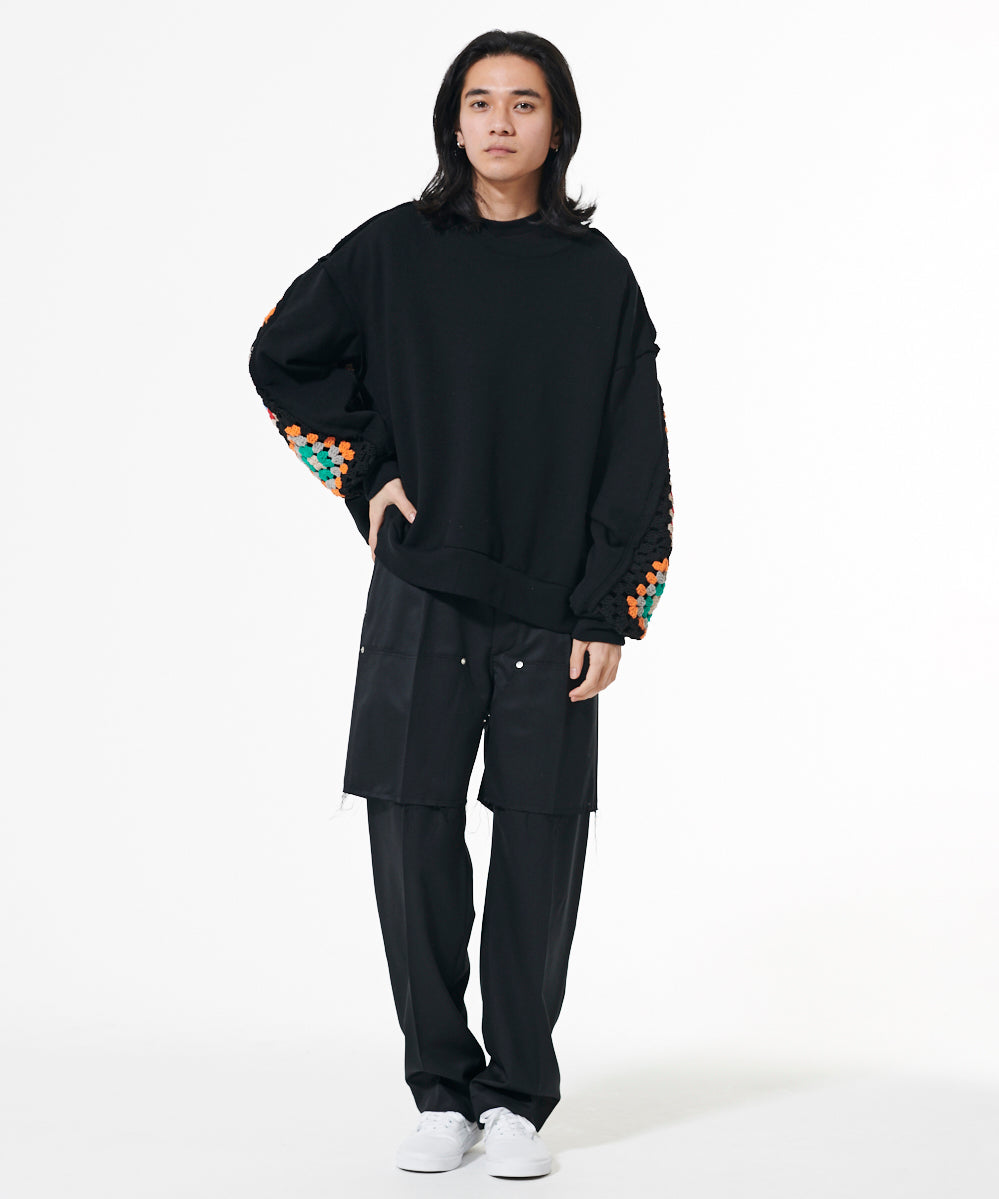 CROCHET SLEEVE SWEAT