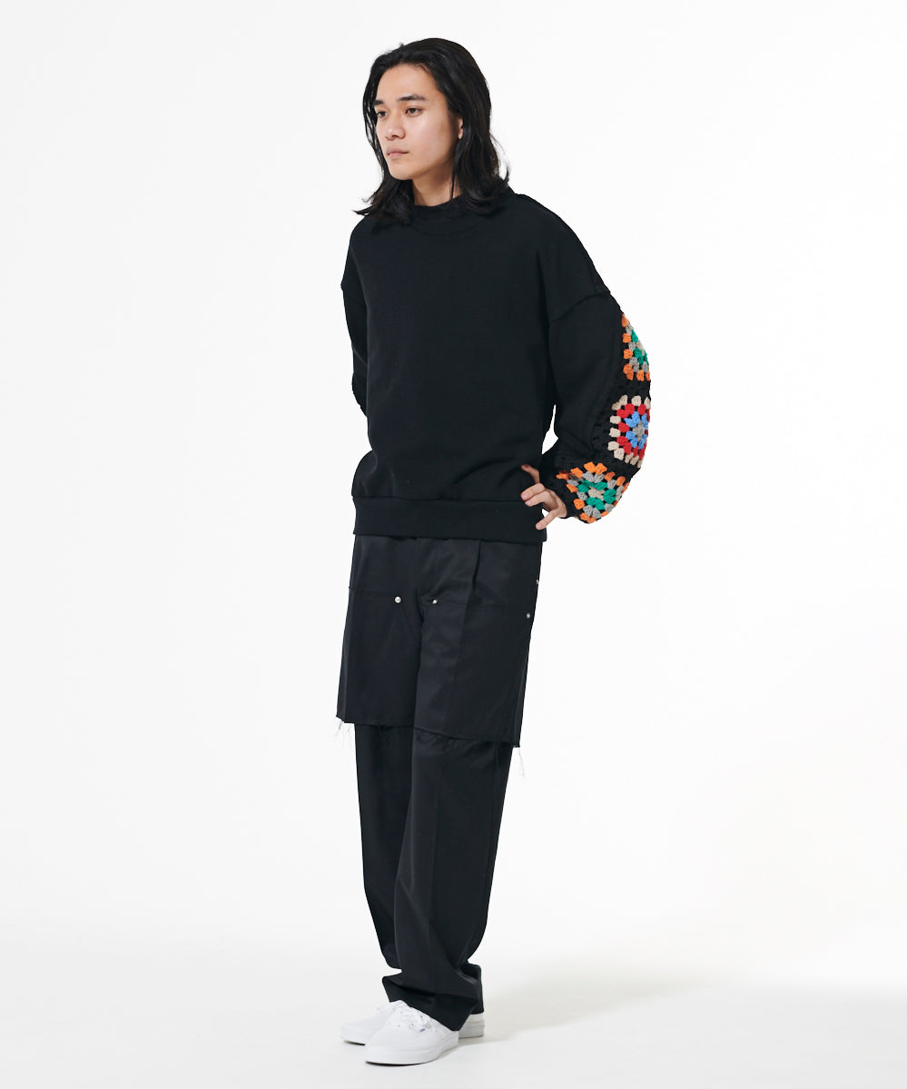 CROCHET SLEEVE SWEAT