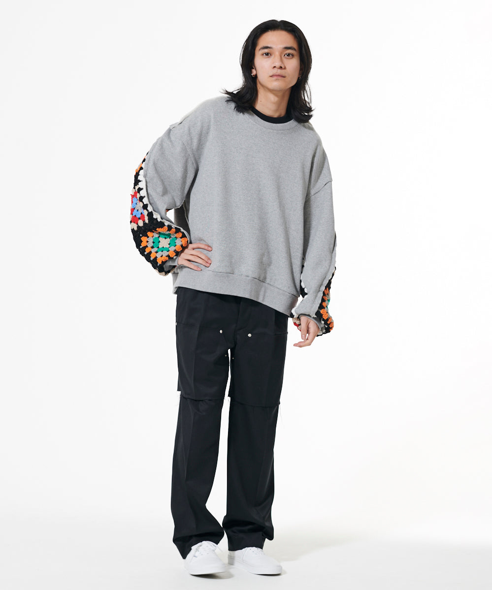 CROCHET SLEEVE SWEAT