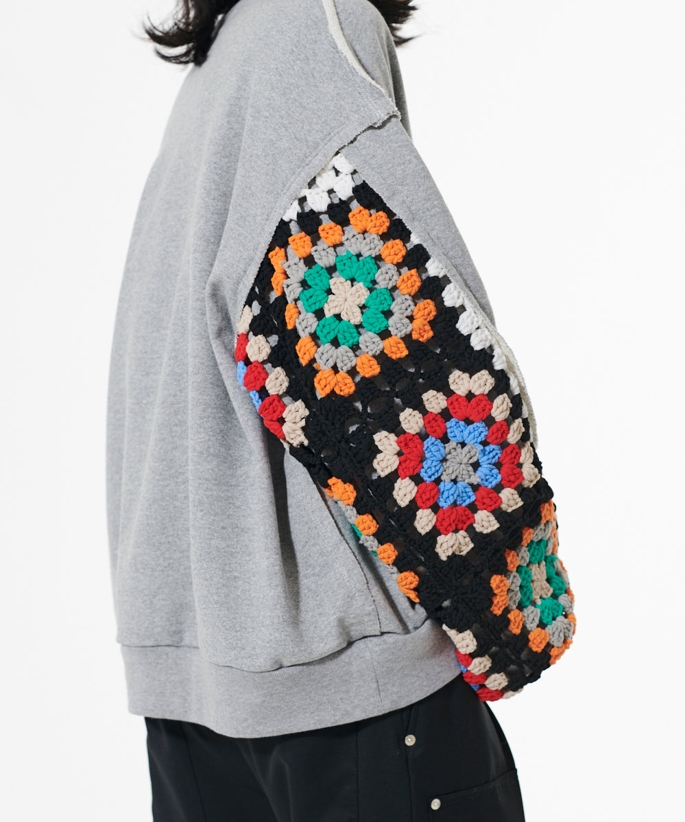 CROCHET SLEEVE SWEAT