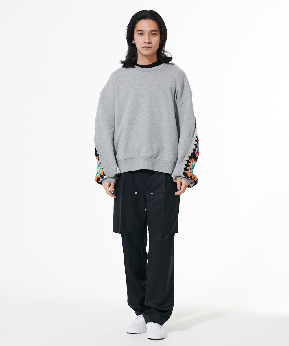 CROCHET SLEEVE SWEAT