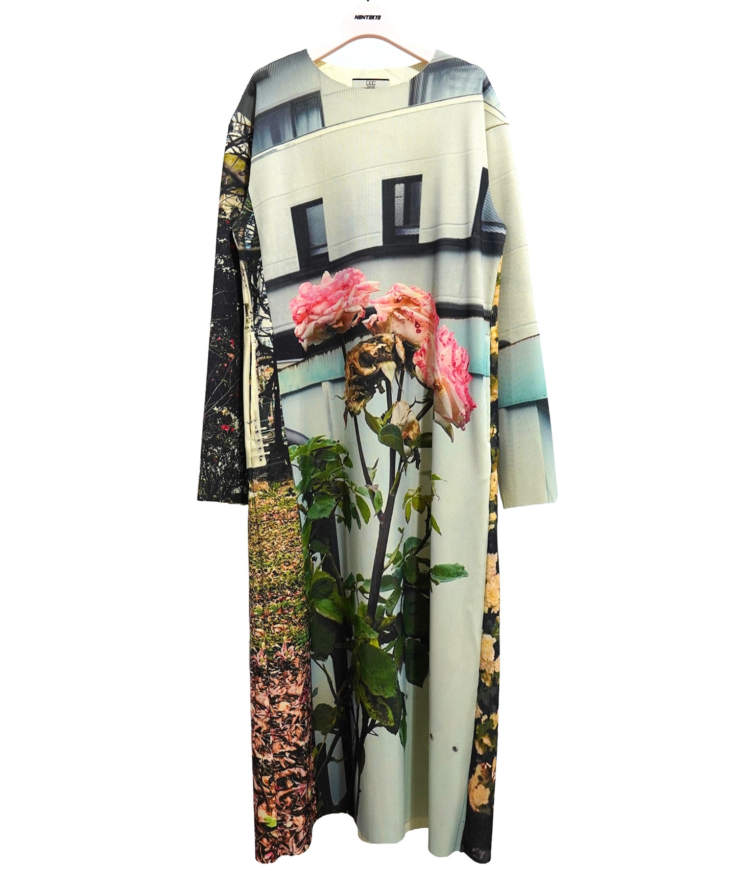PRINT RIB LONG SLEEVE ONE-PIECE