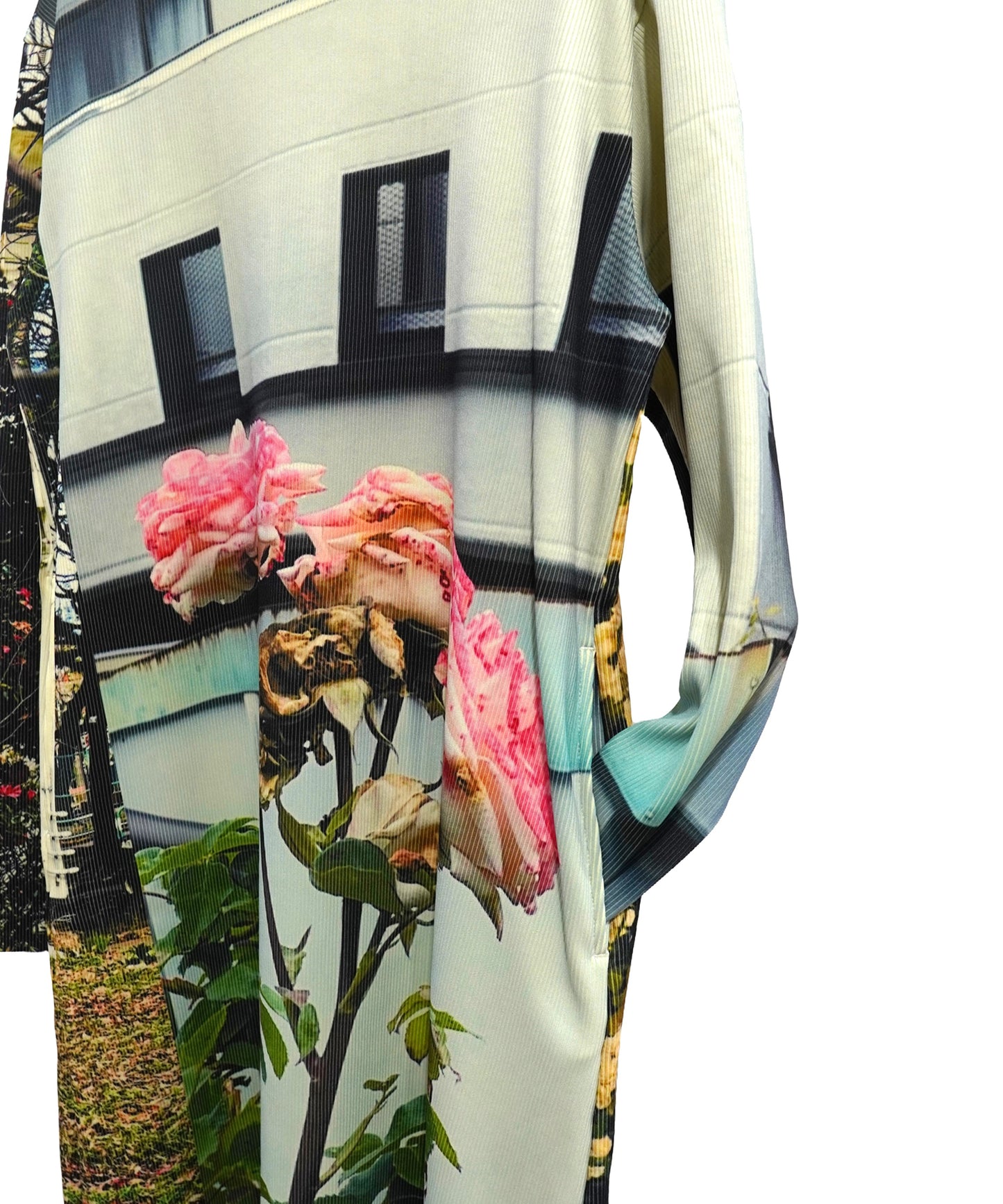 PRINT RIB LONG SLEEVE ONE-PIECE