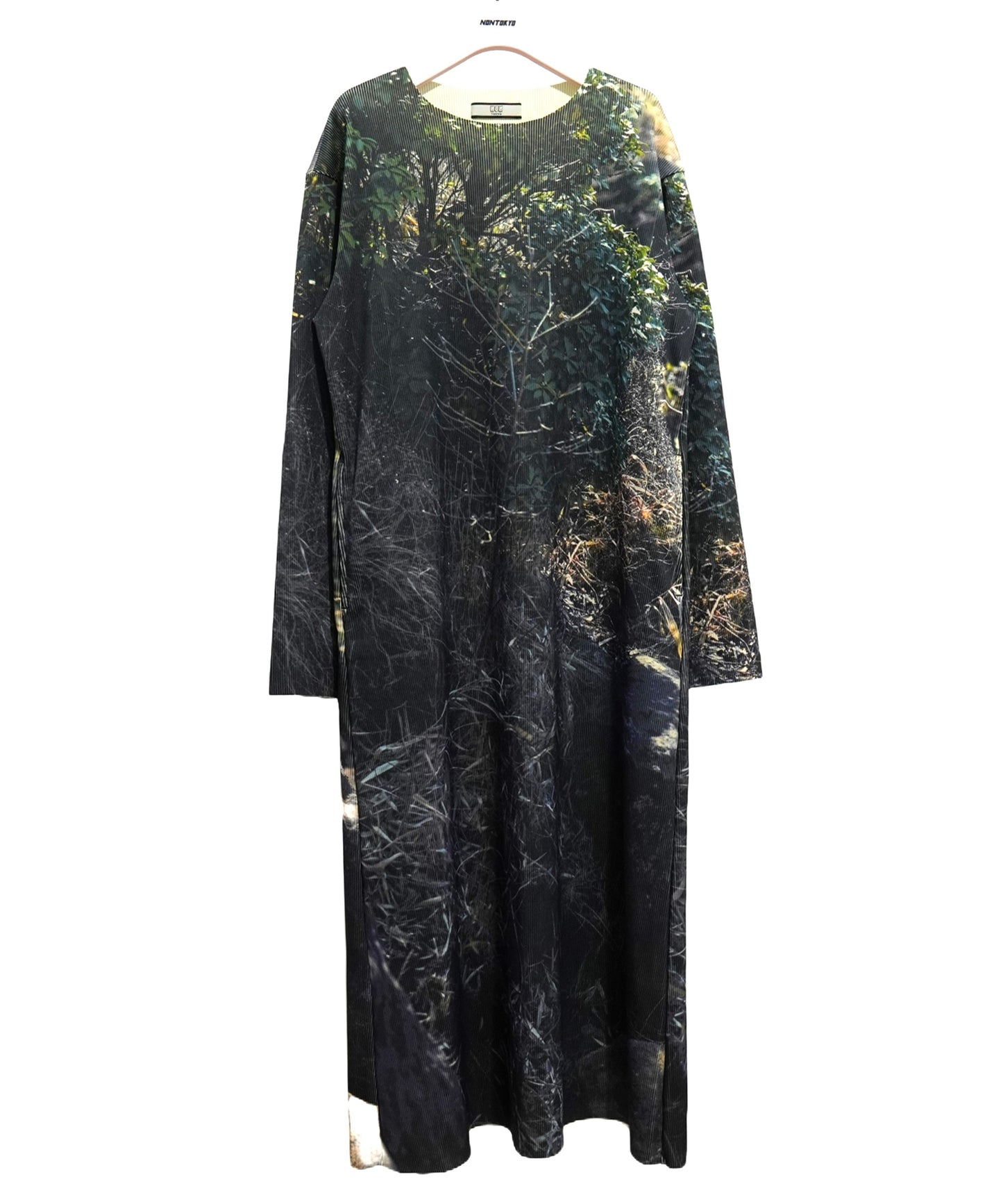 PRINT RIB LONG SLEEVE ONE-PIECE