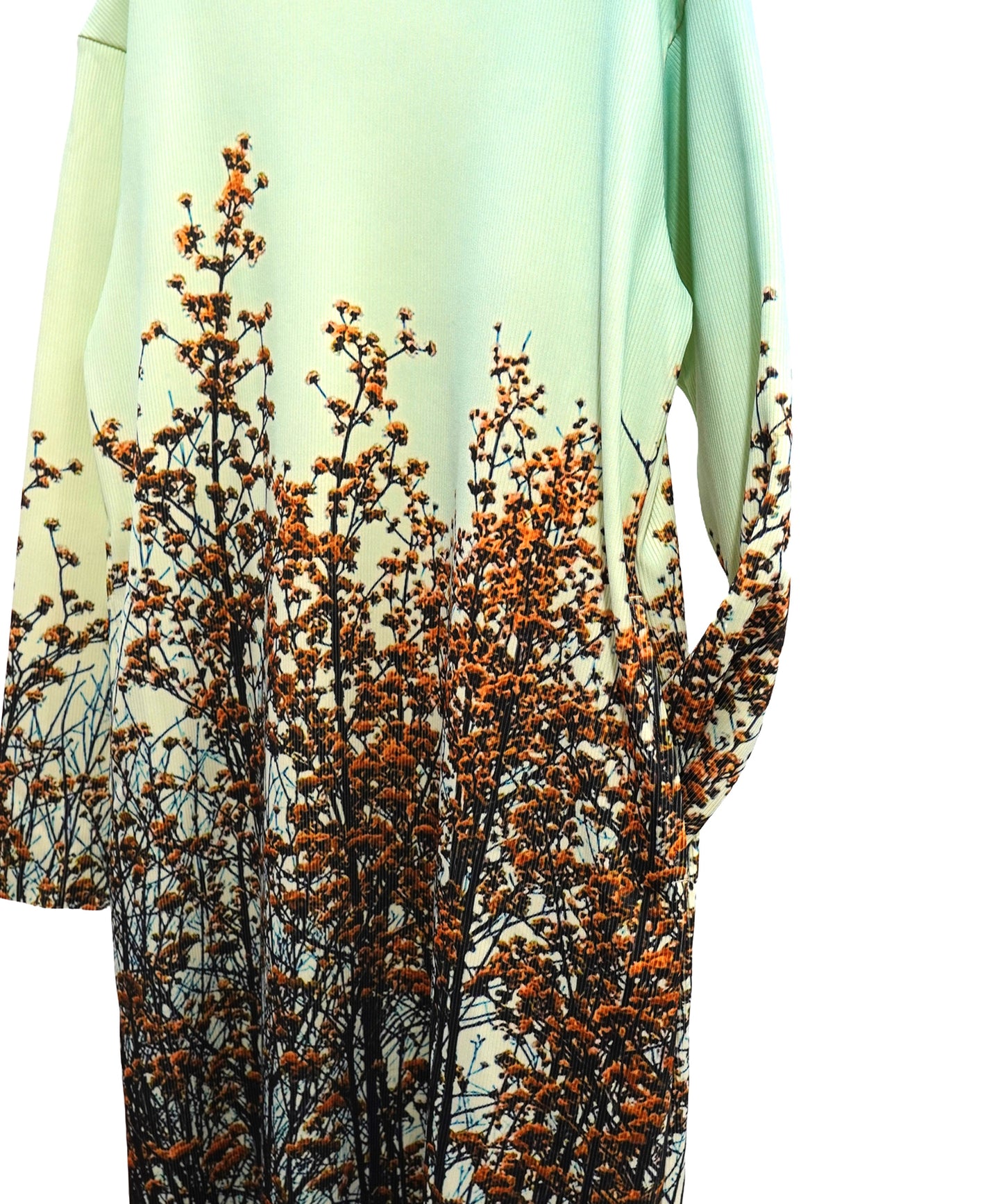 PRINT RIB LONG SLEEVE ONE-PIECE