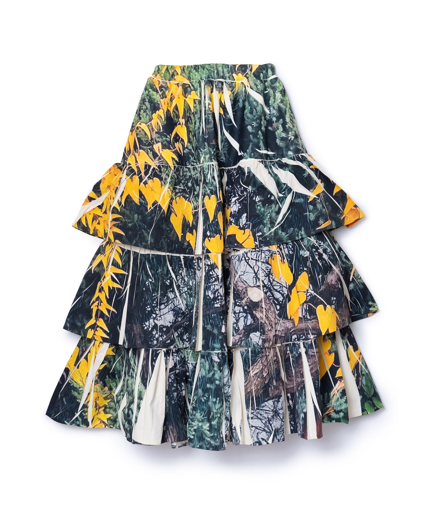DIRECT PRINT RIB GATHER LONG SKIRT