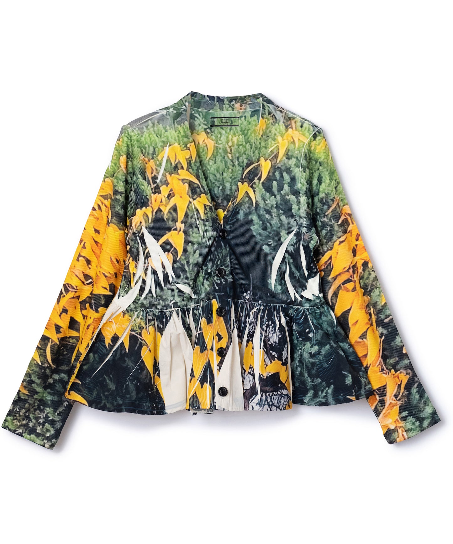 DIRECT PRINT RIB GATHER CARDIGAN 【納期8月下旬】