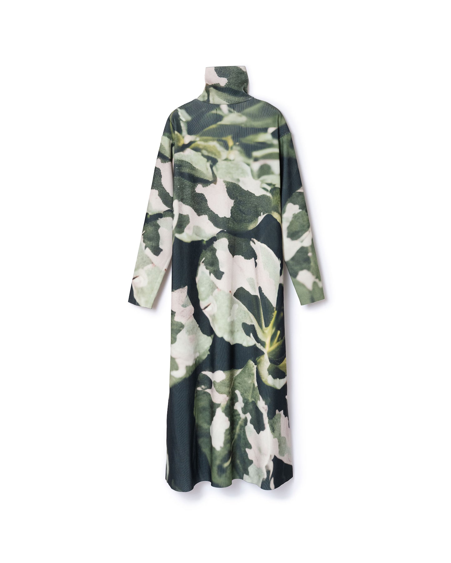 PRINT RIB HI-NECK ONE-PIECE