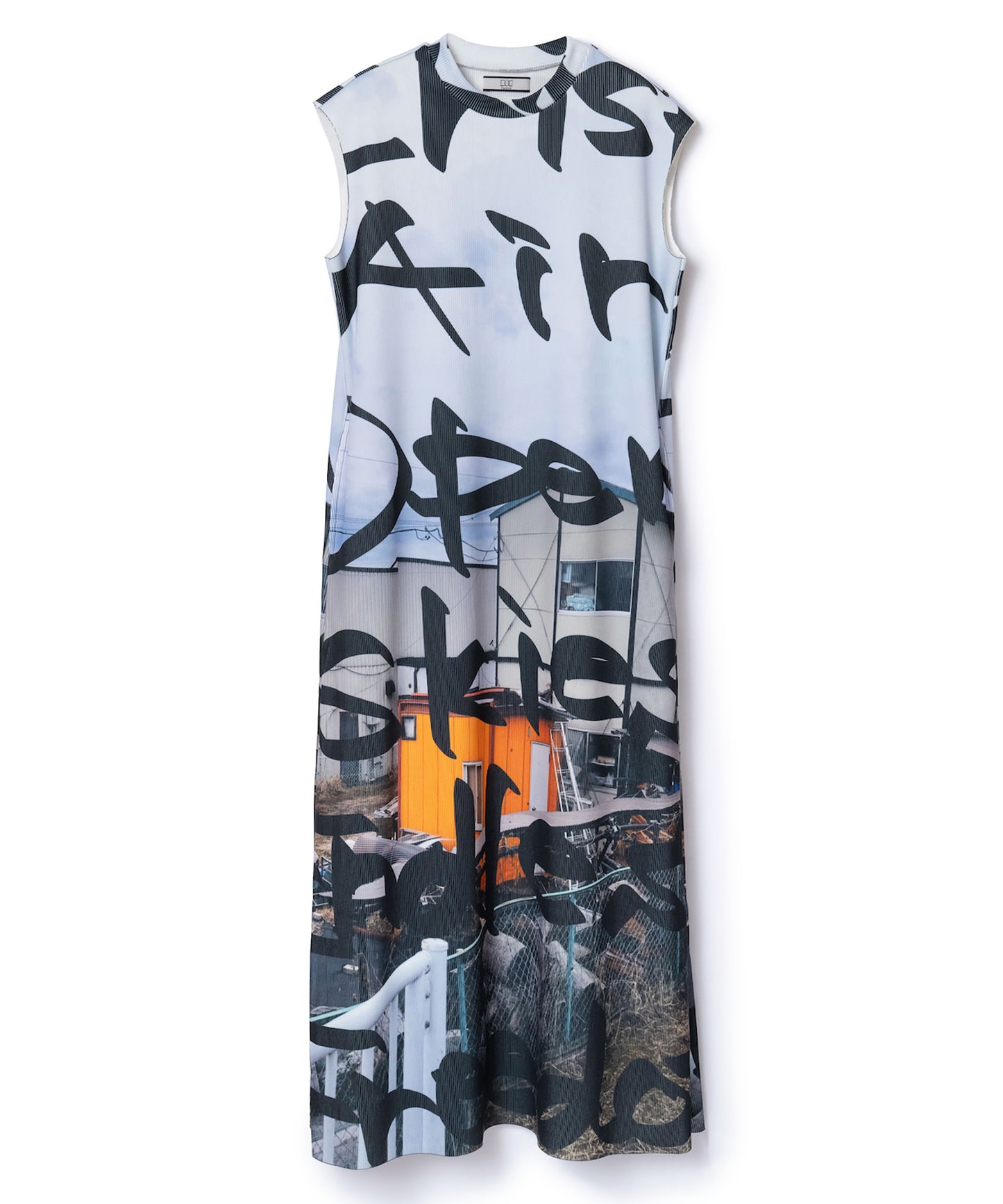 PRINT RIB NO SLEEVE ONE-PIECE 【納期8月下旬】