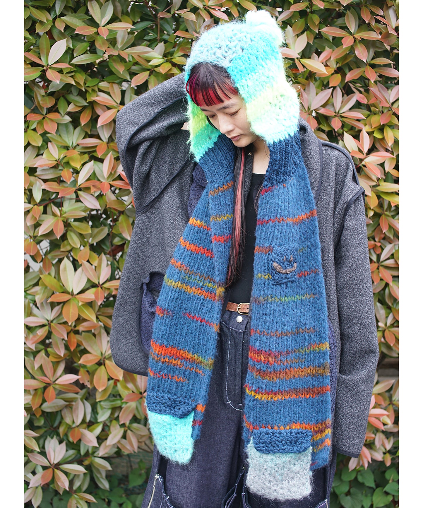 hand knit hood muffler