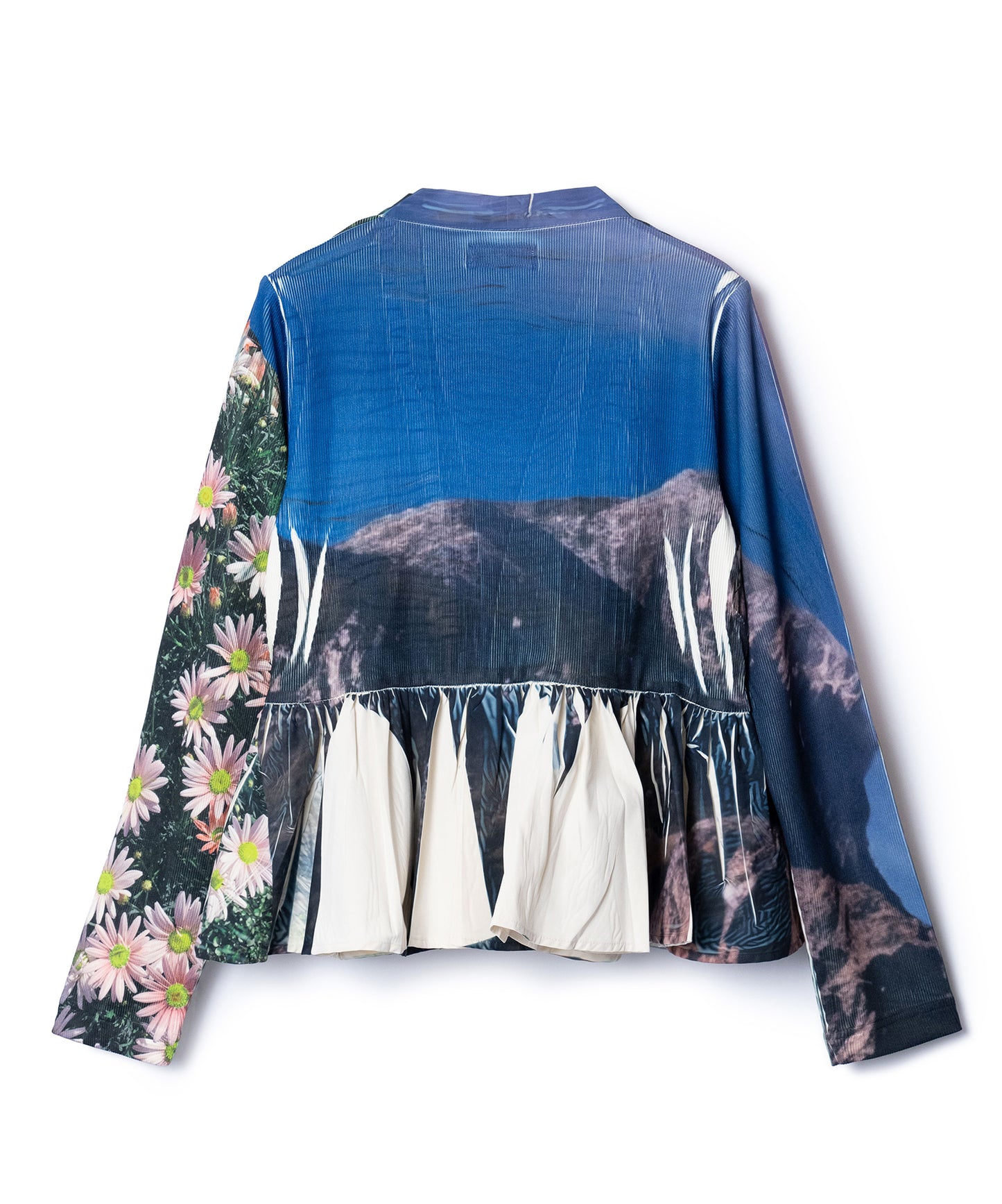 DIRECT PRINT RIB GATHER CARDIGAN