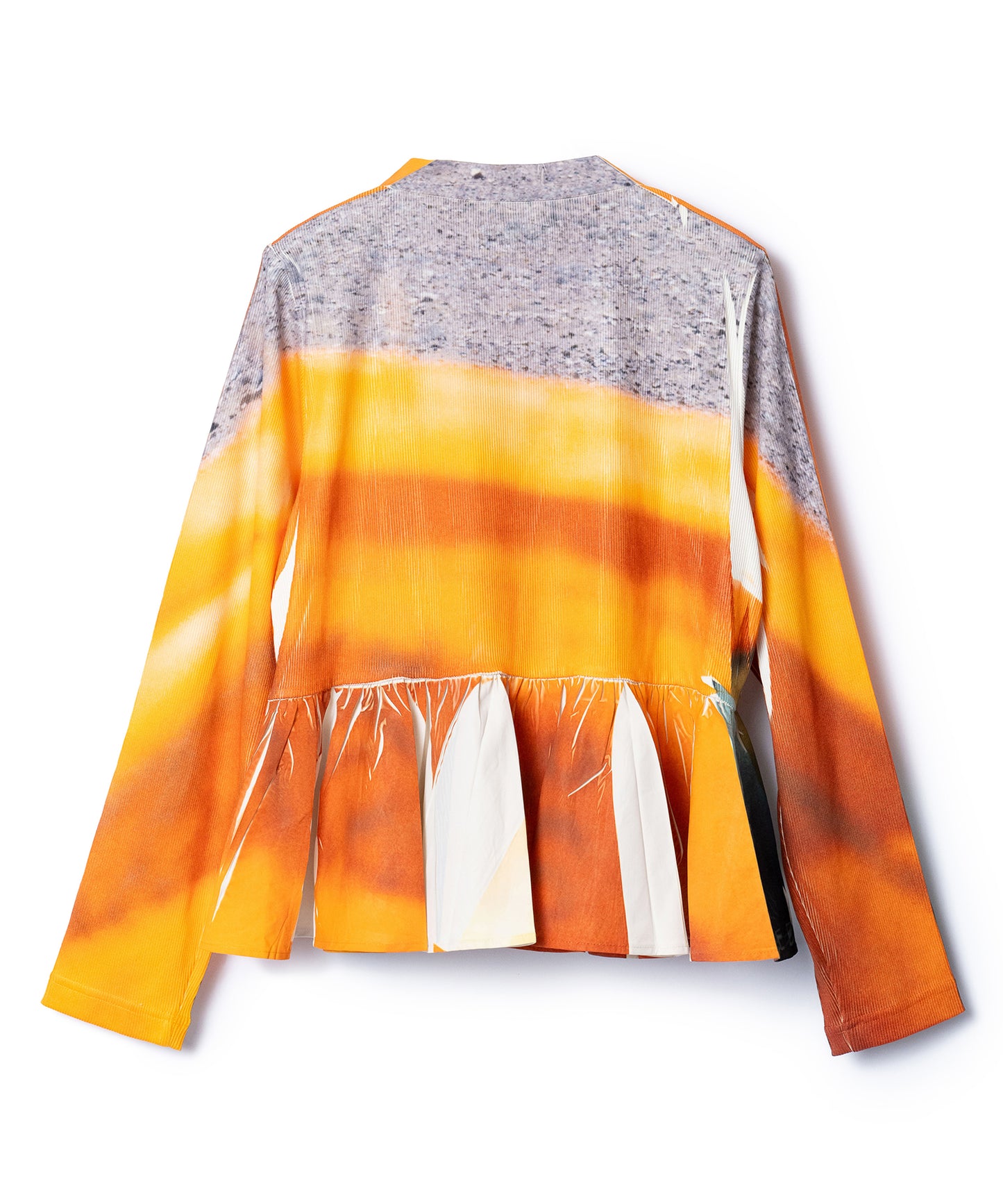 DIRECT PRINT RIB GATHER CARDIGAN