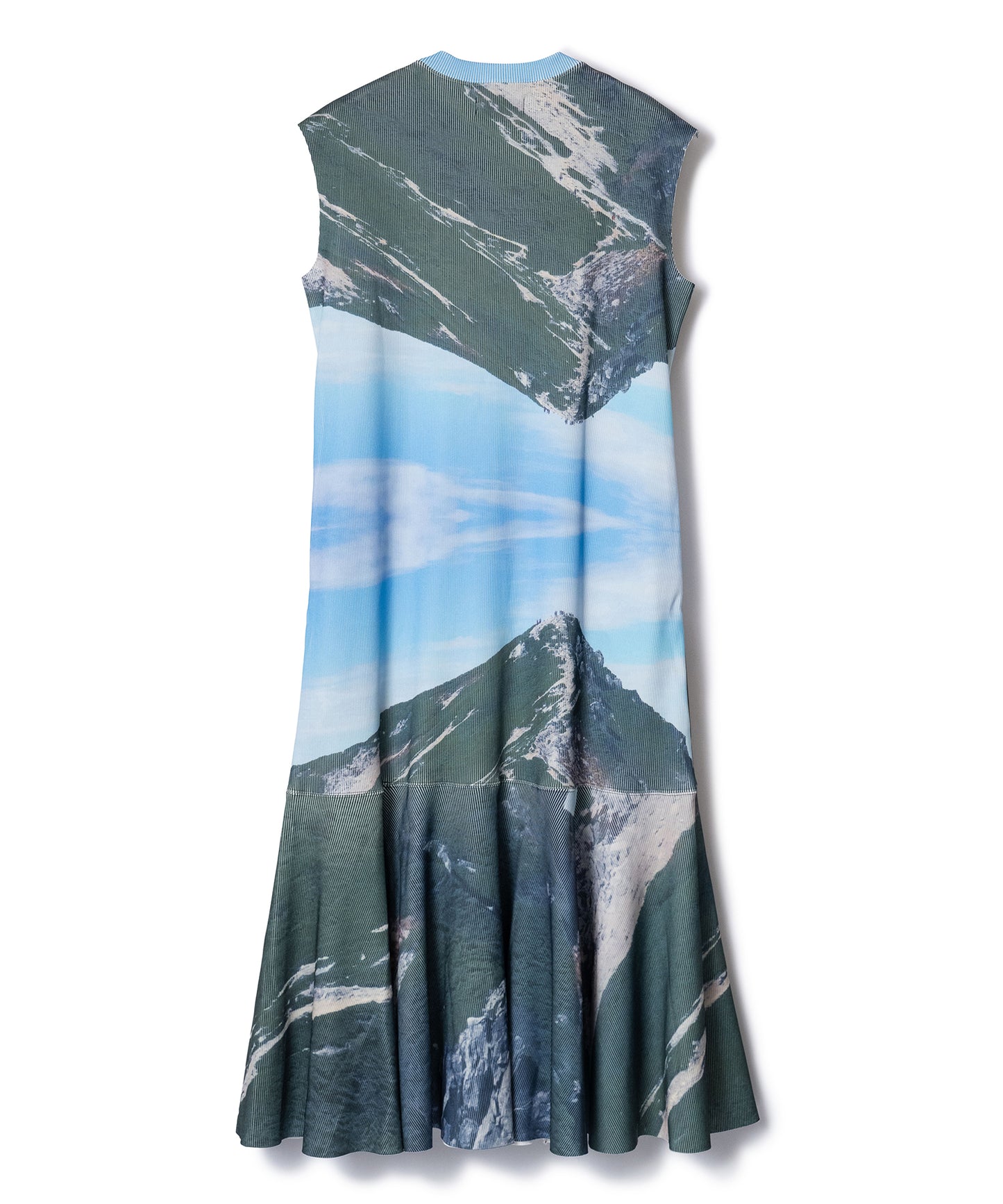 PRINT RIB NO-SLEEVE ONE-PIECE