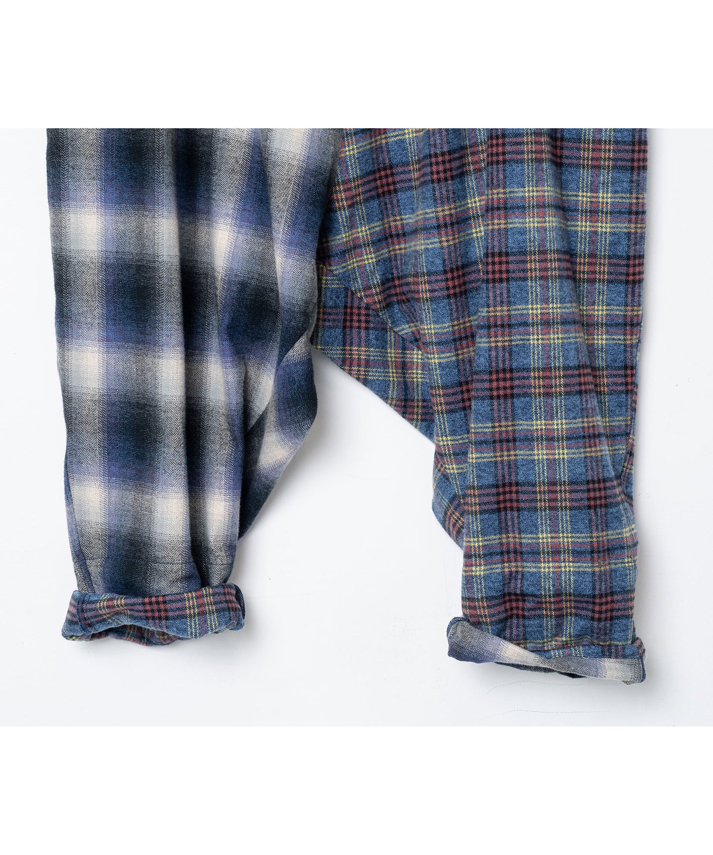 Half flannel check Wide Pants