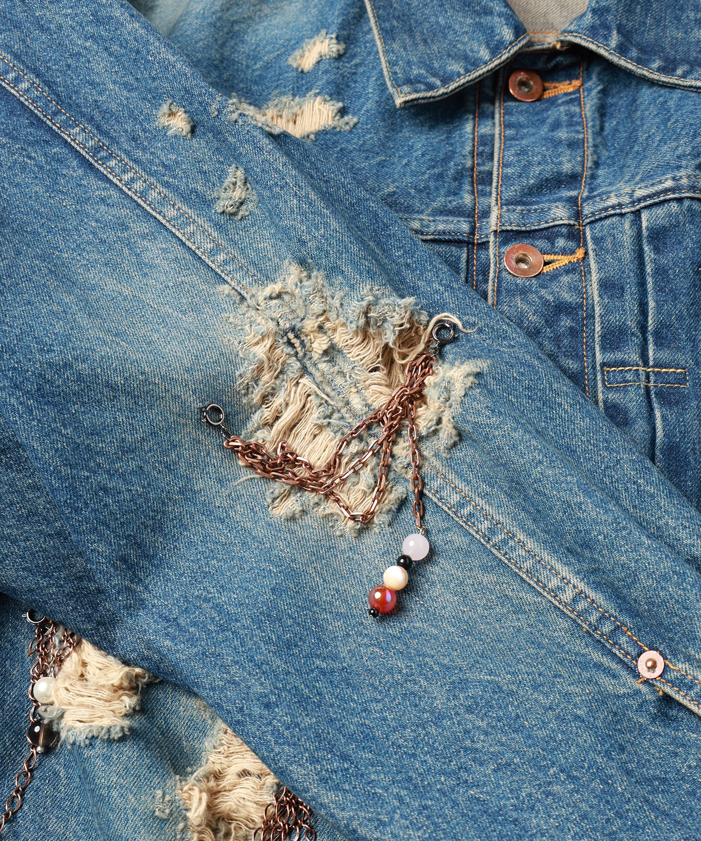 CHAIN DAMEGE DENIM JACKET