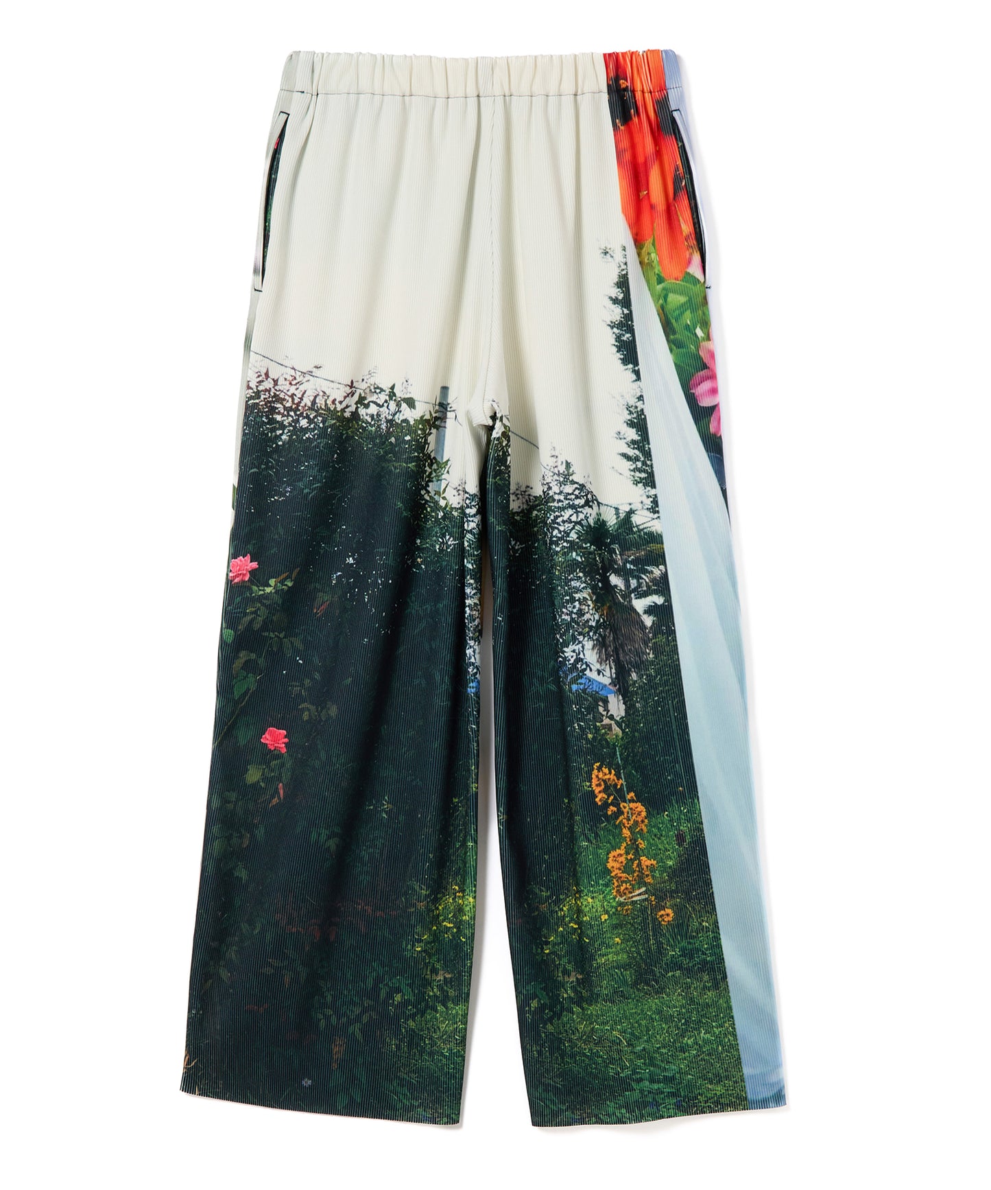 PRINT RIB WIDE PANTS