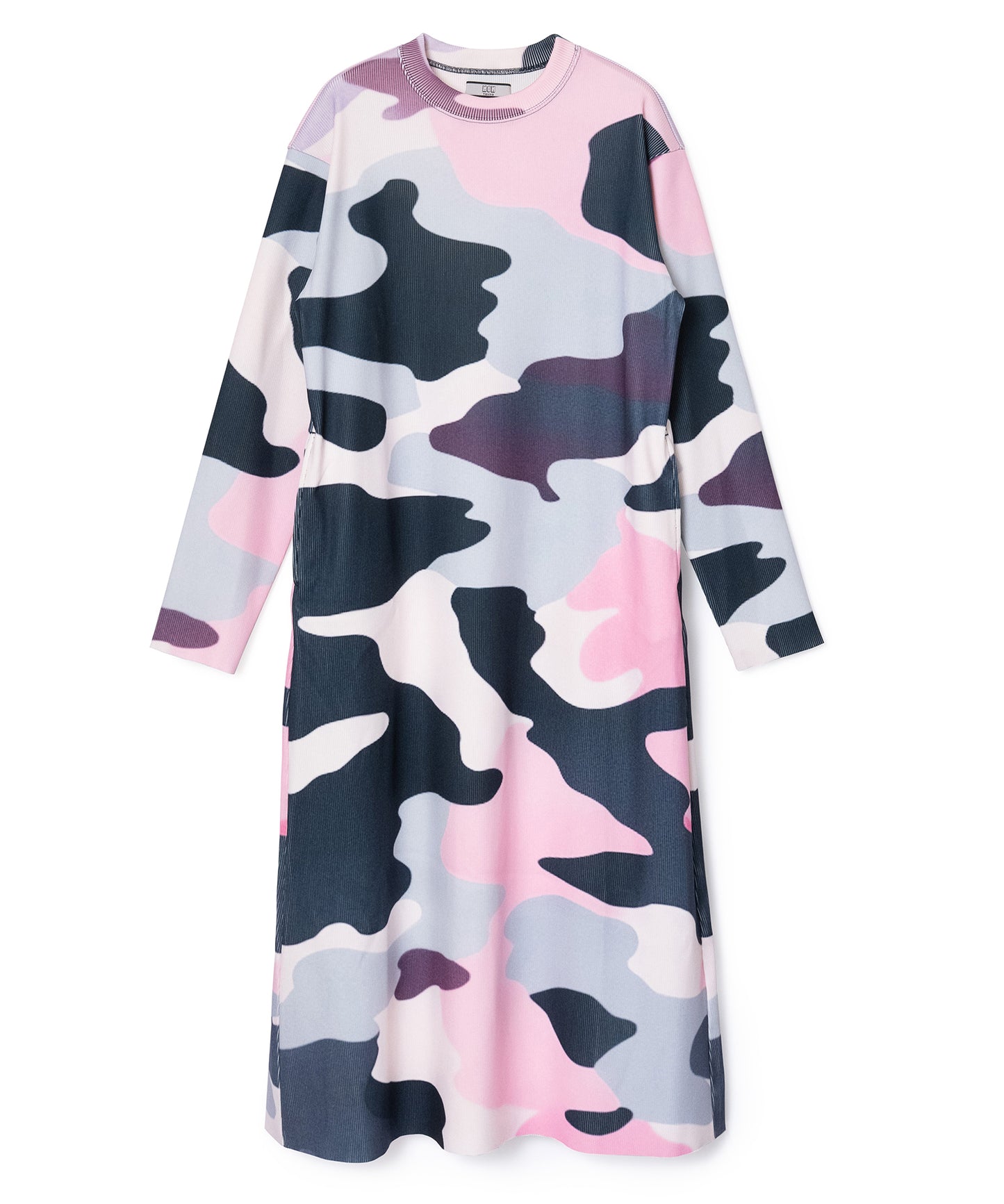 PRINT RIB L/S ONE-PIECE