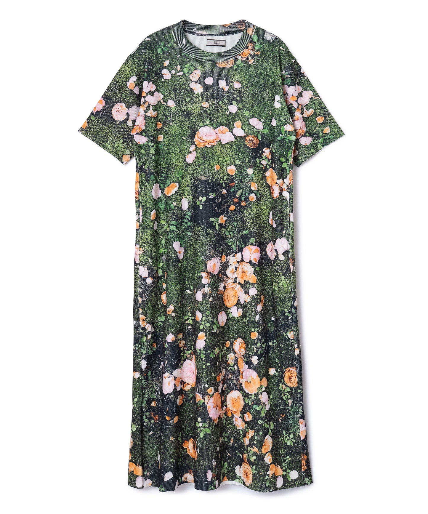 PRINT RIB HALF SLEEVE ONE-PIECE