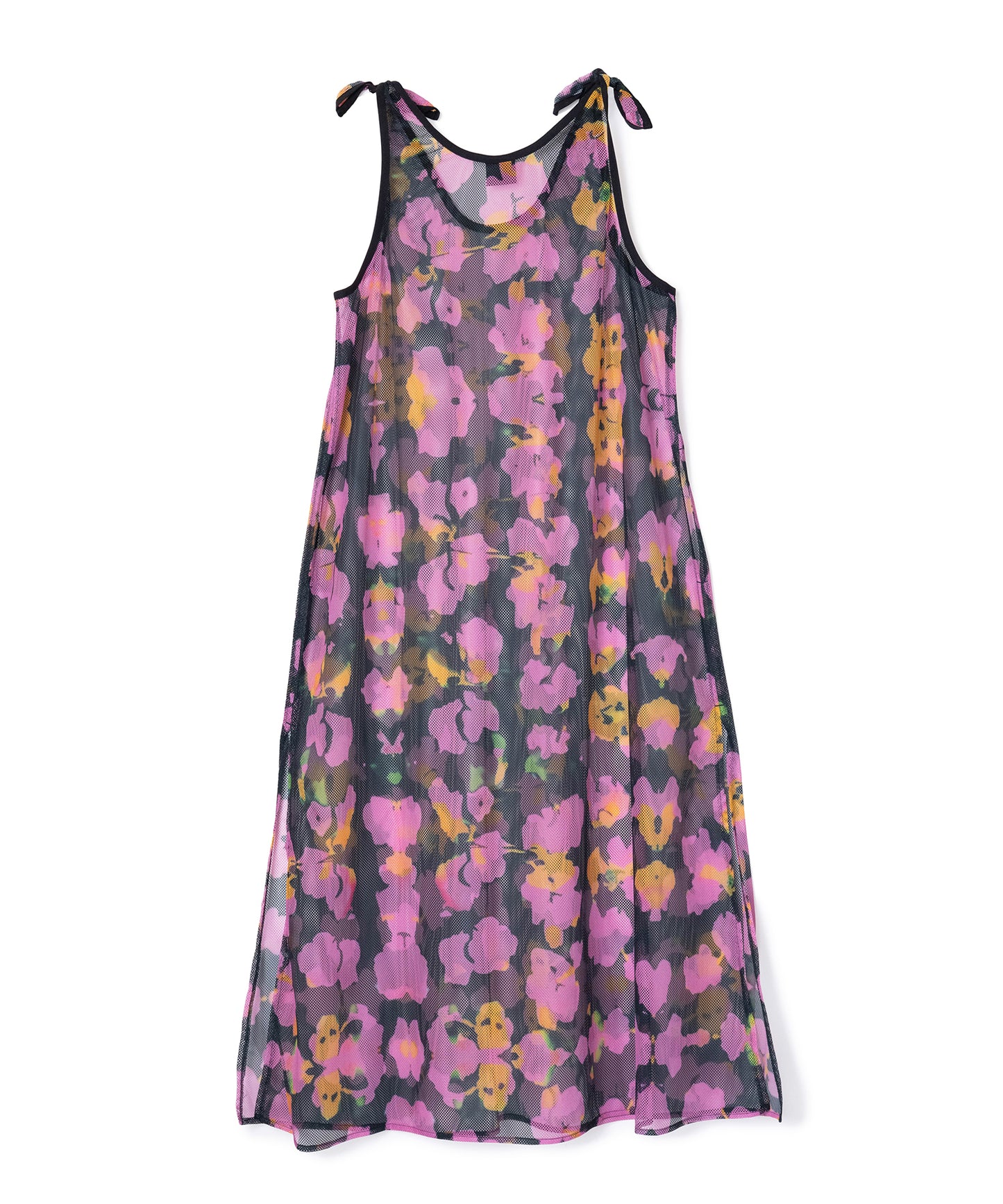 PRINT MESH RIBBON ONE-PIECE