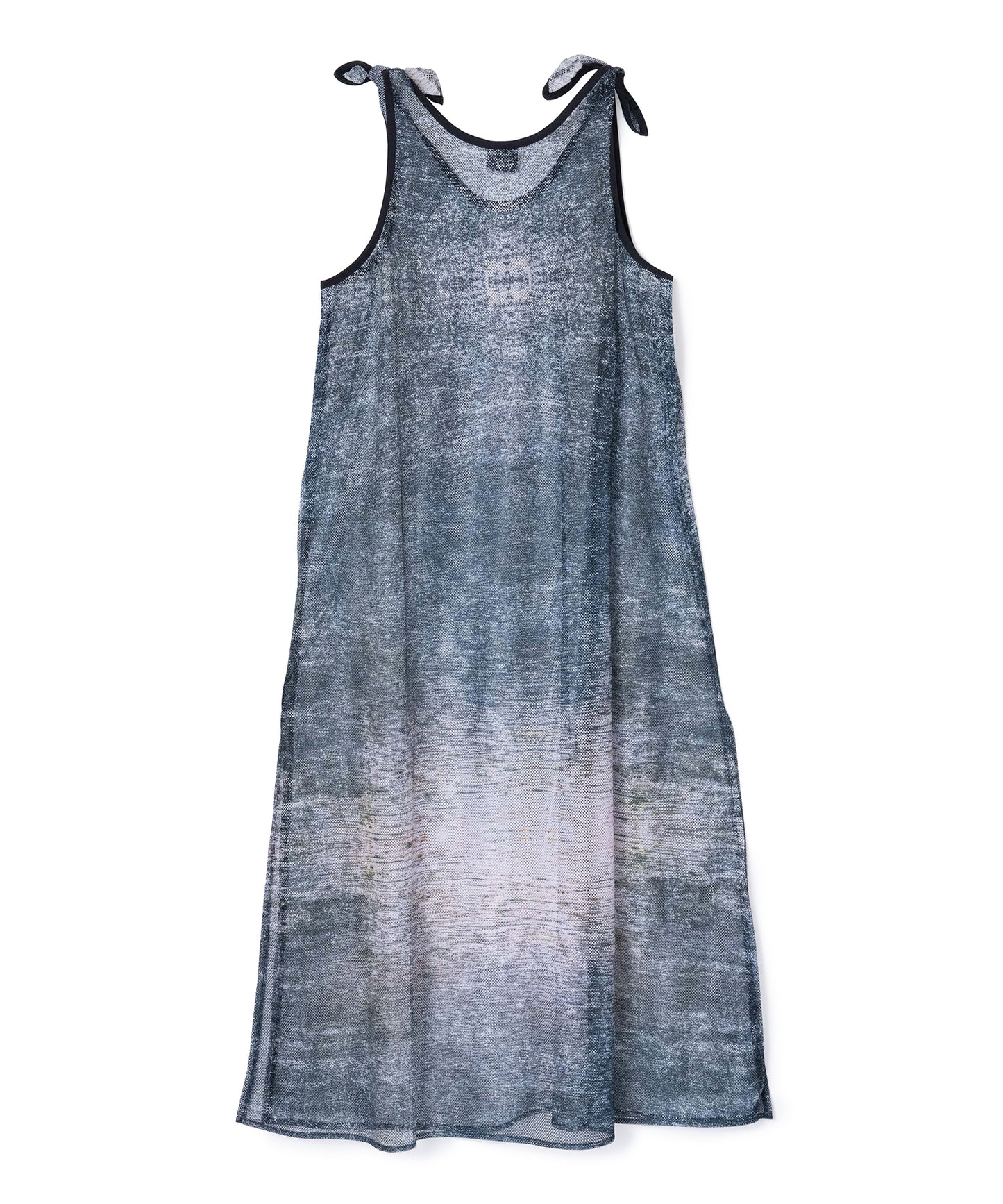 PRINT MESH RIBBON ONE-PIECE