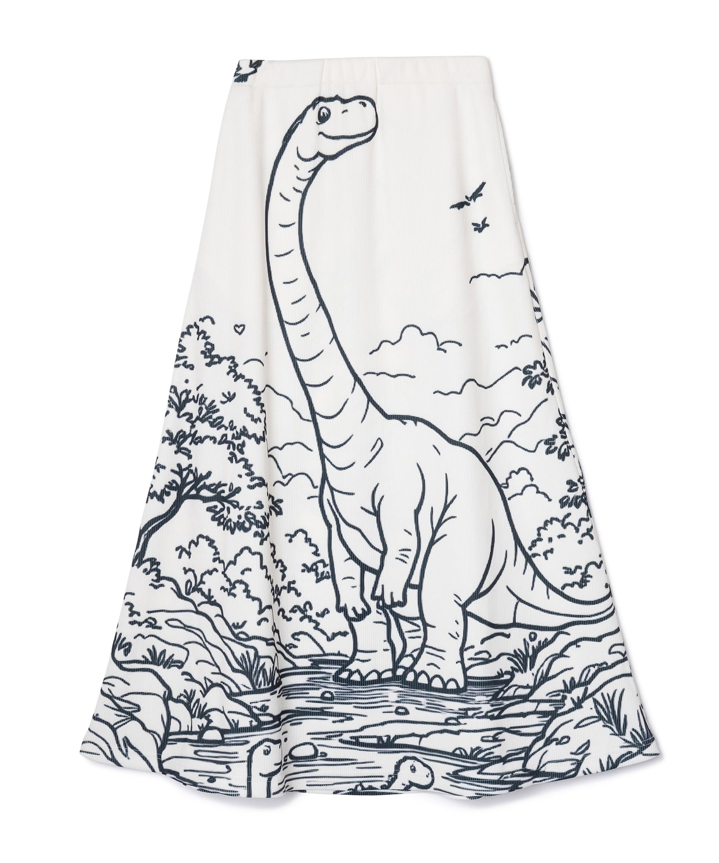 PRINT RIB LONG SKIRT