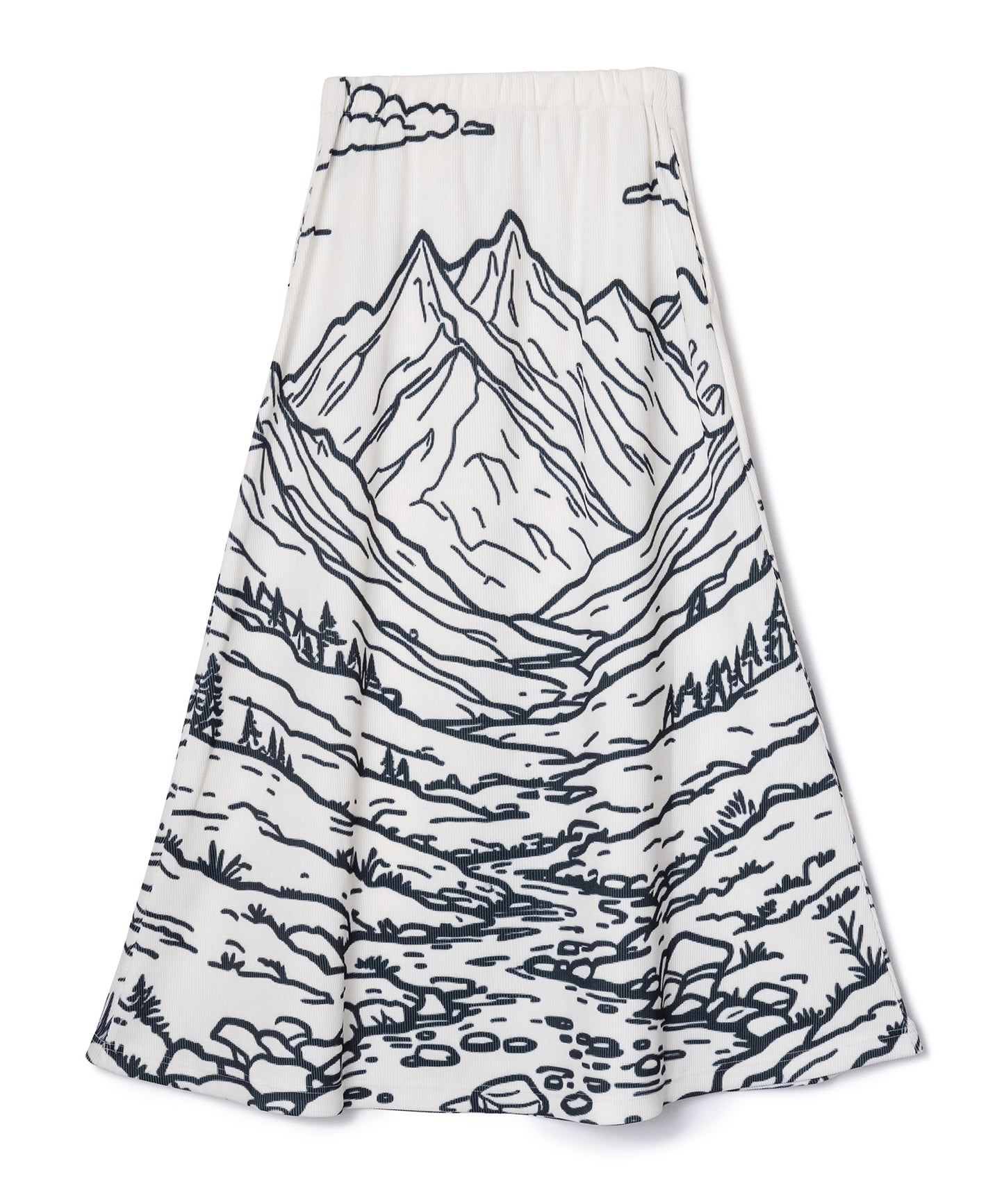 PRINT RIB LONG SKIRT