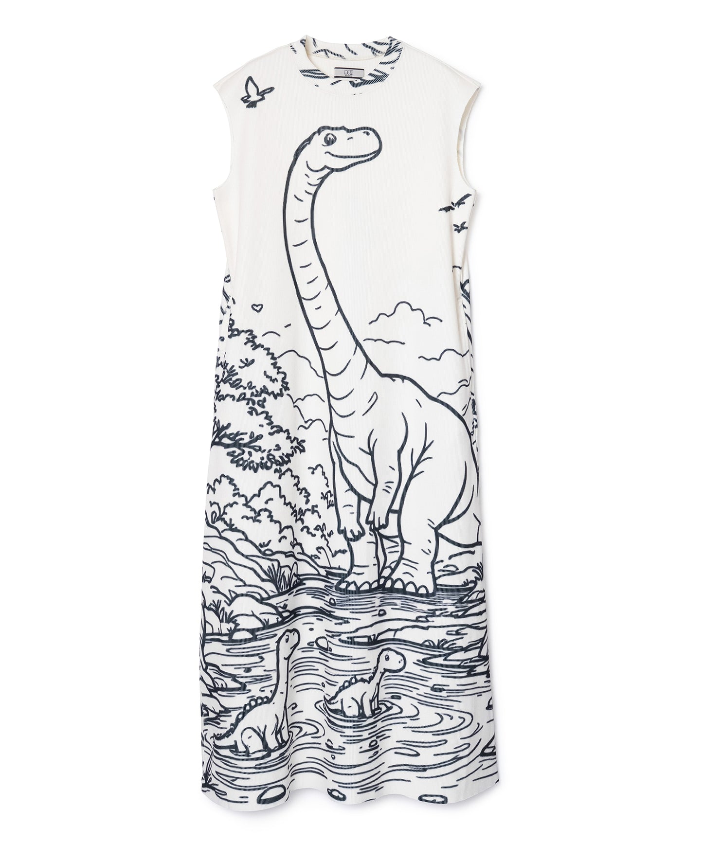 PRINT RIB NO SLEEVE ONE-PIECE