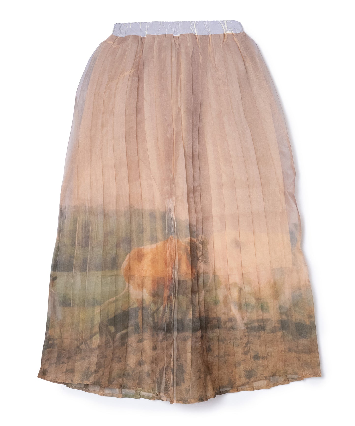 DIRECT PRINT SHEER PLEATS SKIRT