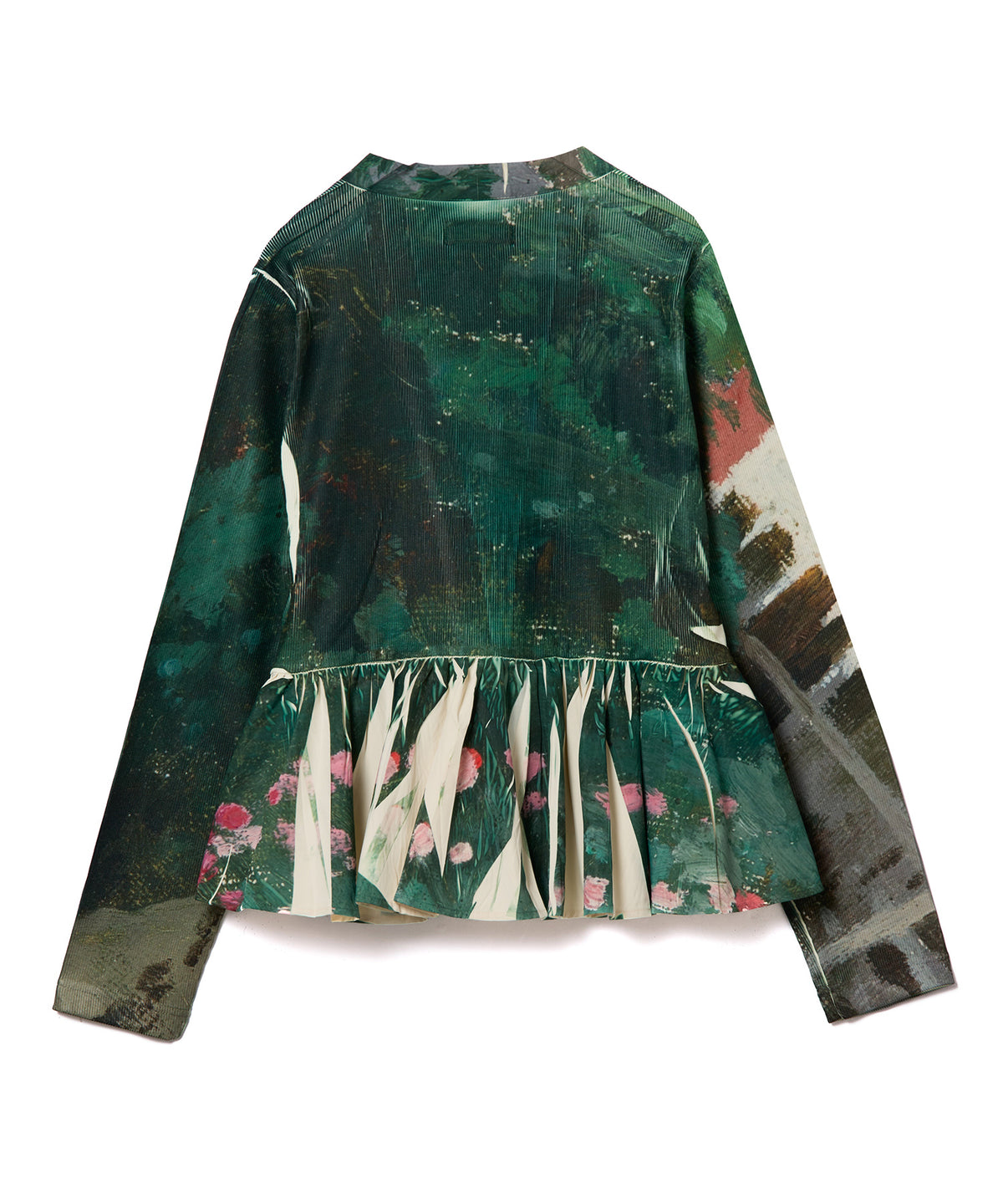 DIRECT PRINT RIB GATHER CARDIGAN