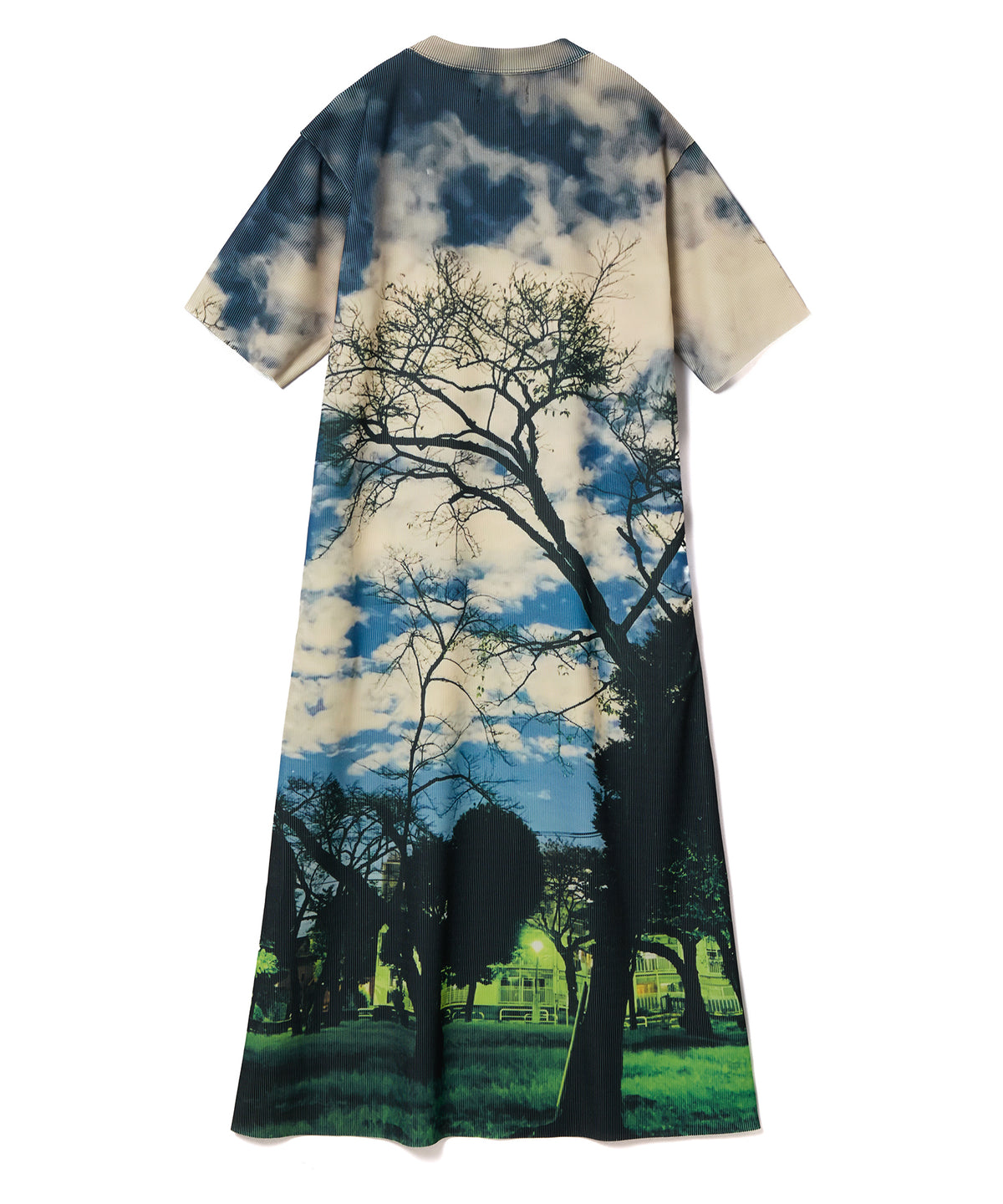PRINT RIB HALF SLEEVE ONE-PIECE