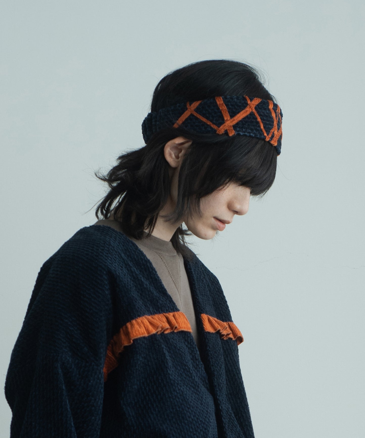 handwork frilled collarless jacket 【納期8月下旬】