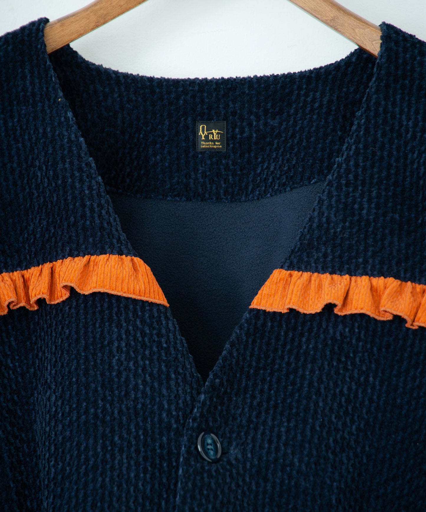 handwork frilled collarless jacket 【納期8月下旬】